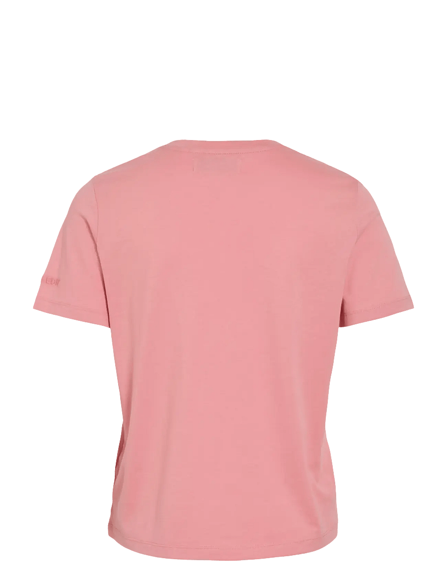 ROUGE EDIT - ROUPIMA SS EMB. O-NECK TEE - t-shirts - peach blossom - 2