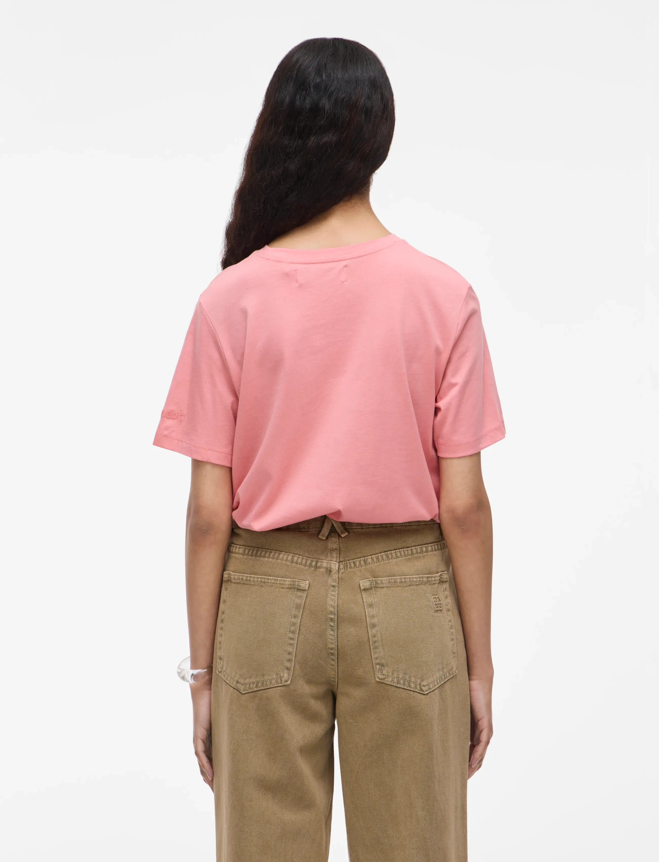 ROUGE EDIT - ROUPIMA SS EMB. O-NECK TEE - t-shirts - peach blossom - 3