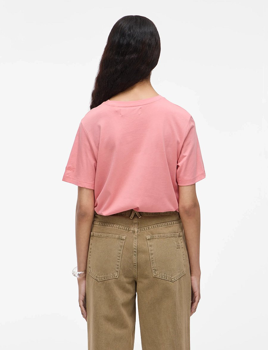 ROUGE EDIT - ROUPIMA SS EMB. O-NECK TEE - t-shirts - peach blossom - 3