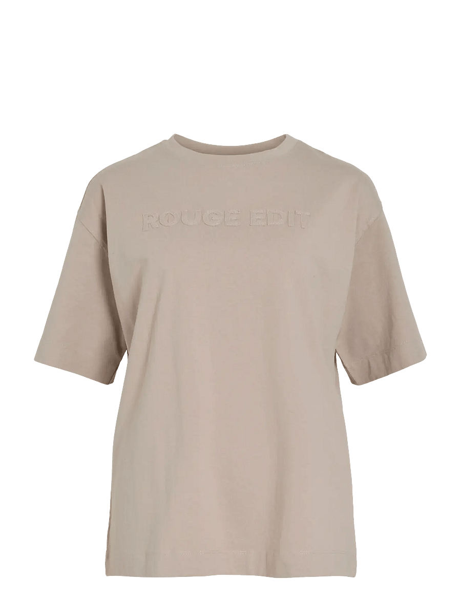 ROUGE EDIT - ROUNELLA 2/4 O-NECK OVERSIZED TEE - t-shirts - dove - 1
