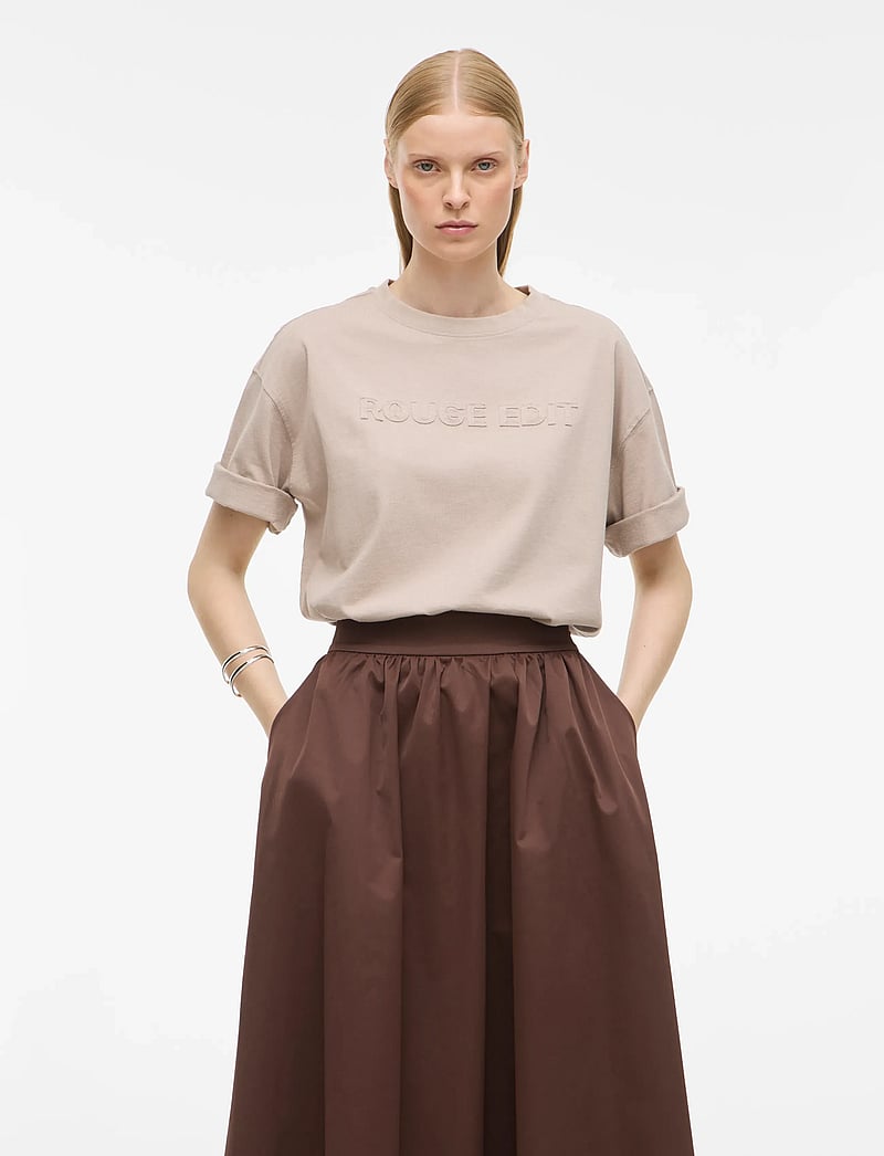 ROUGE EDIT - ROUNELLA 2/4 O-NECK OVERSIZED TEE - t-shirts - dove - 0