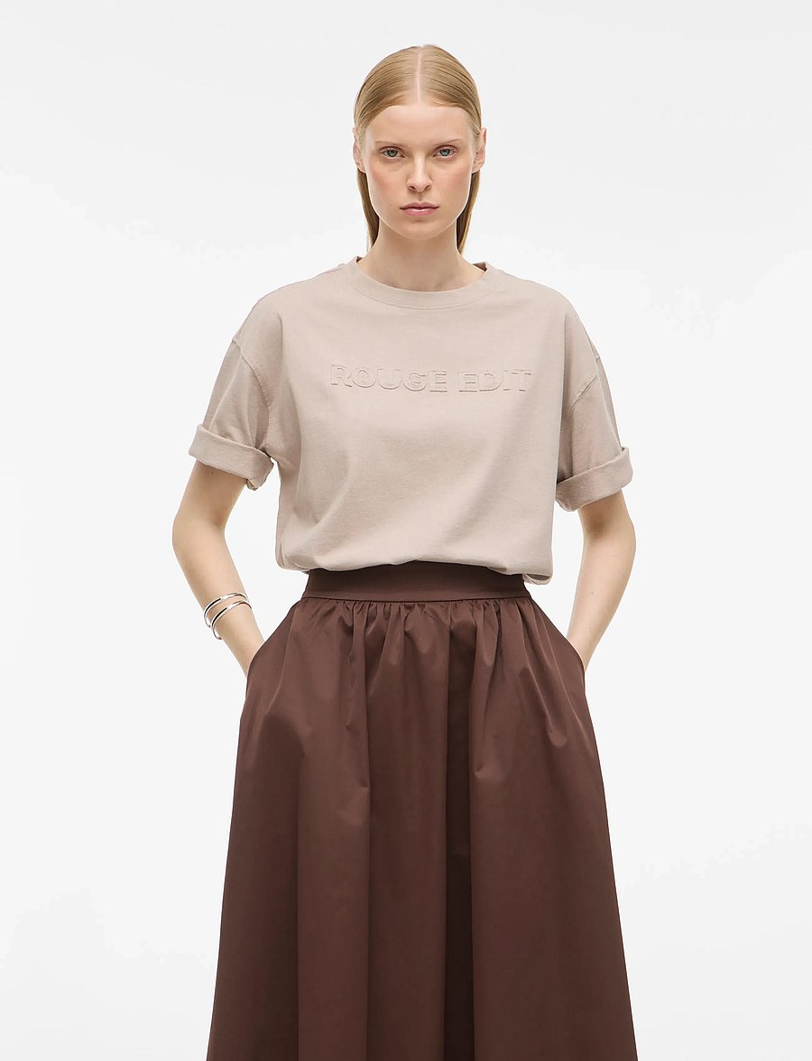 ROUGE EDIT - ROUNELLA 2/4 O-NECK OVERSIZED TEE - t-shirts - dove - 0
