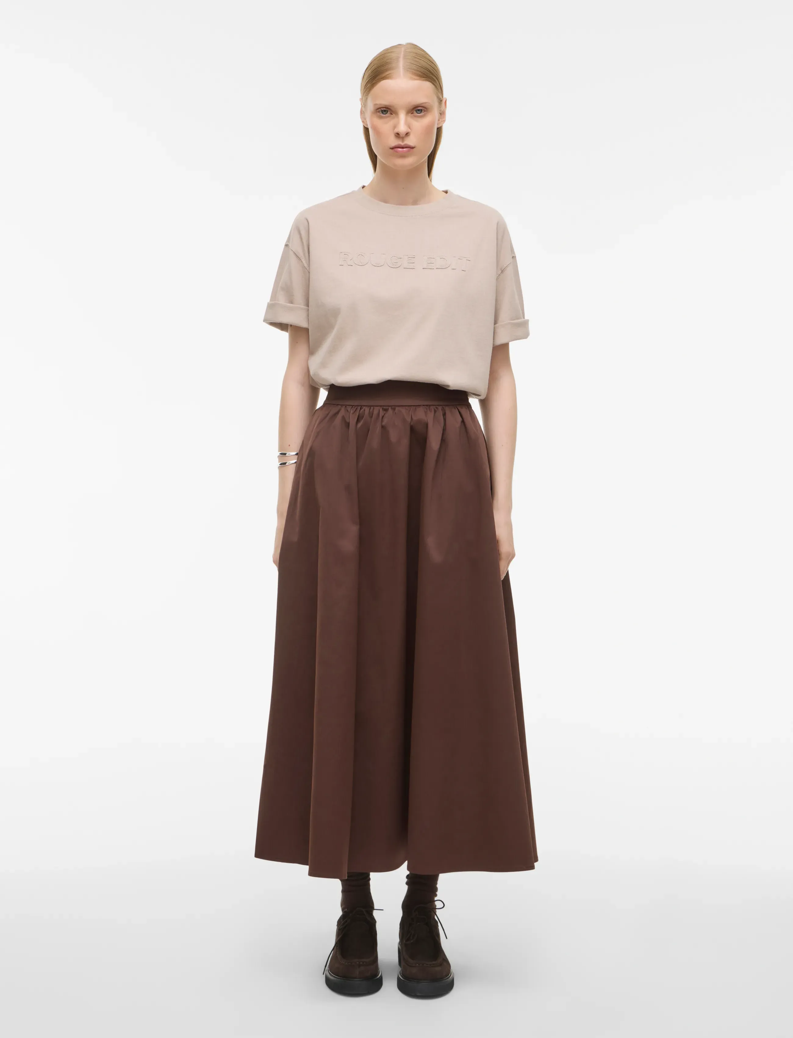 ROUGE EDIT - ROUNELLA 2/4 O-NECK OVERSIZED TEE - alhaisimmat hinnat - dove - 3