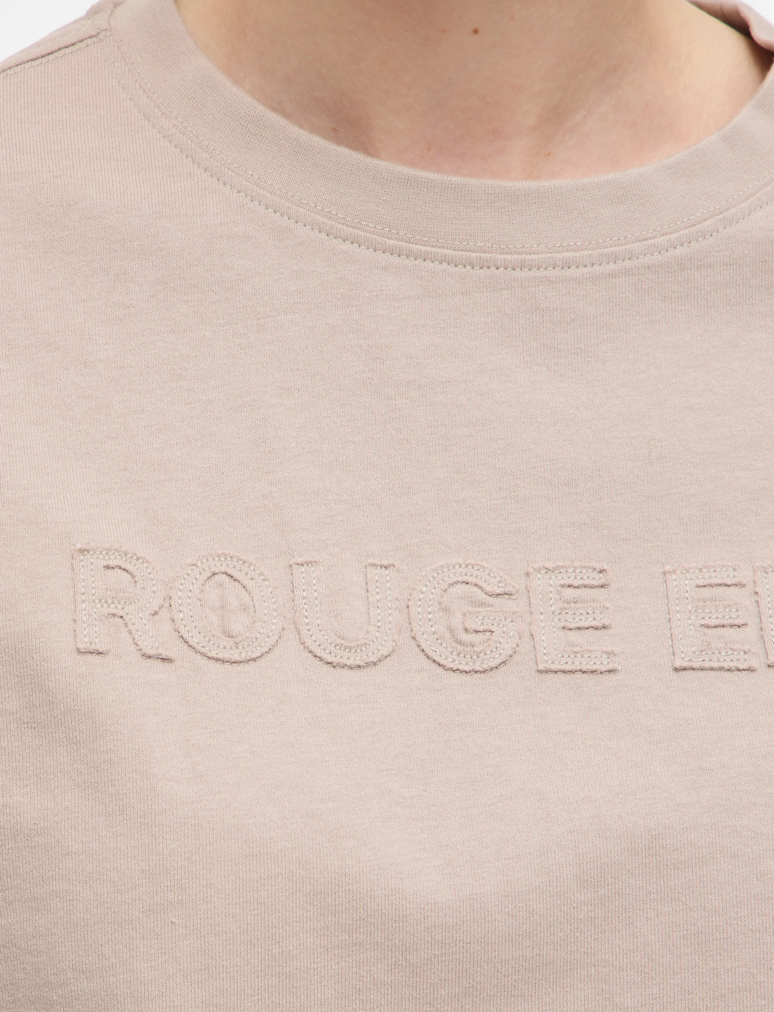 ROUGE EDIT - ROUNELLA 2/4 O-NECK OVERSIZED TEE - alhaisimmat hinnat - dove - 5