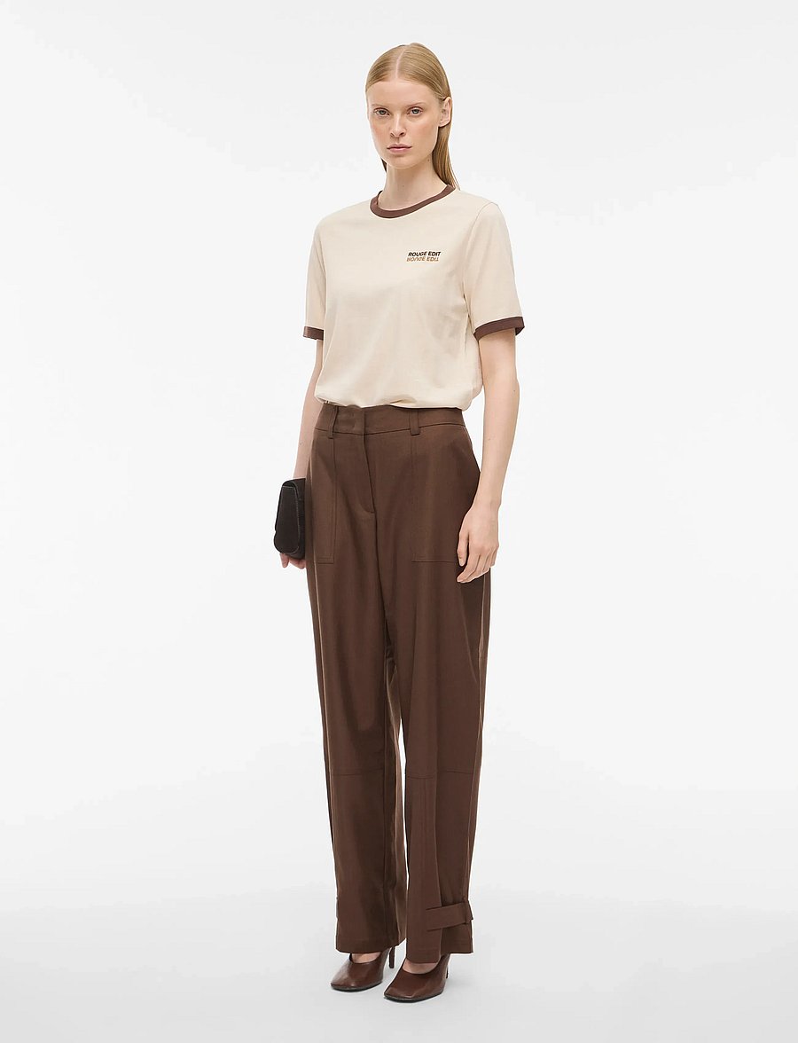 ROUGE EDIT - ROUAMES RW WF F/L TROUSER - hosen mit weitem bein - chicory coffee - 0