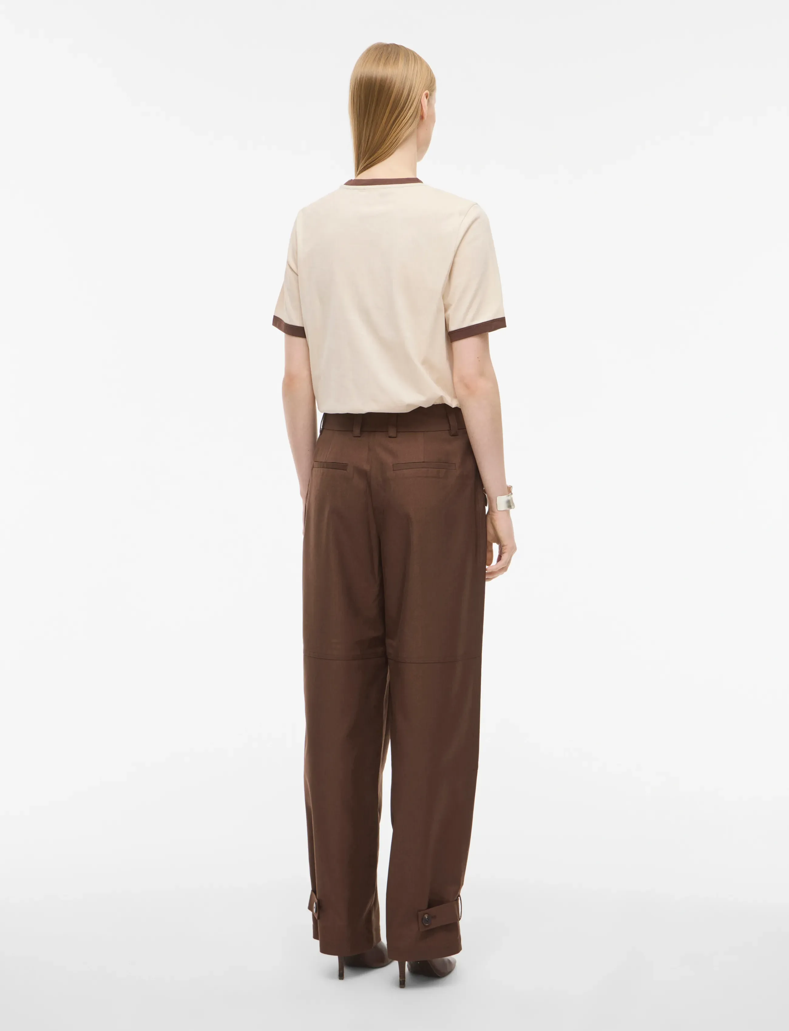 ROUGE EDIT - ROUAMES RW WF F/L TROUSER - hosen mit weitem bein - chicory coffee - 3