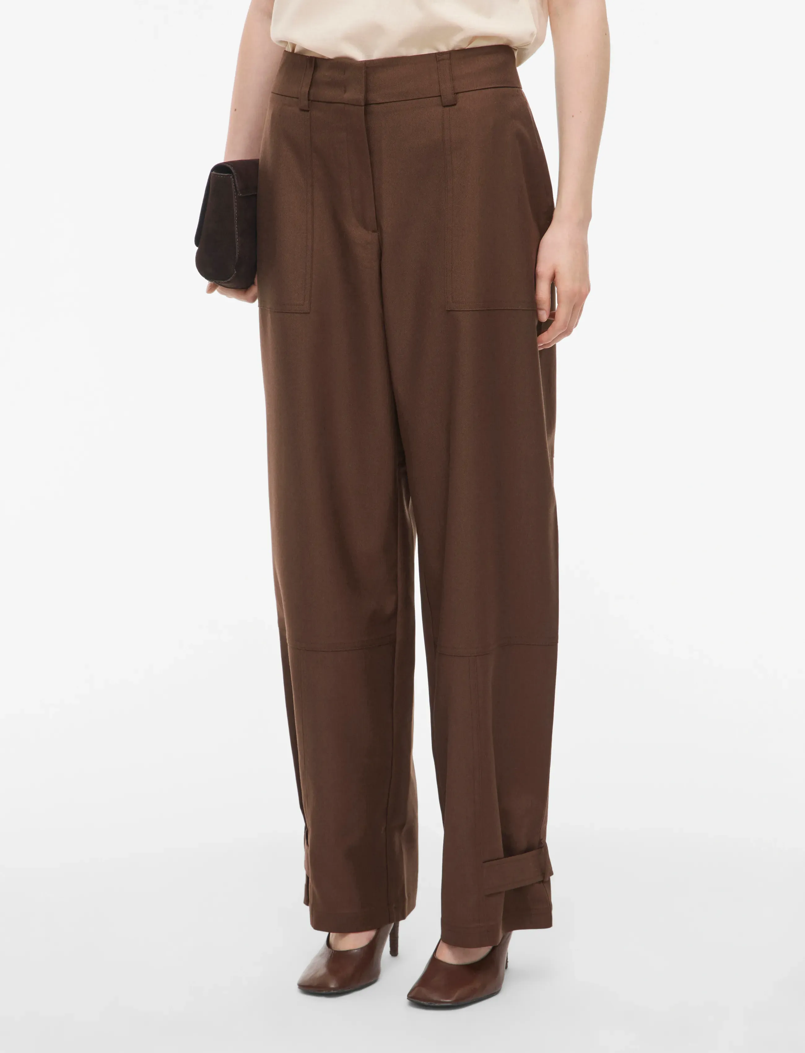 ROUGE EDIT - ROUAMES RW WF F/L TROUSER - hosen mit weitem bein - chicory coffee - 4