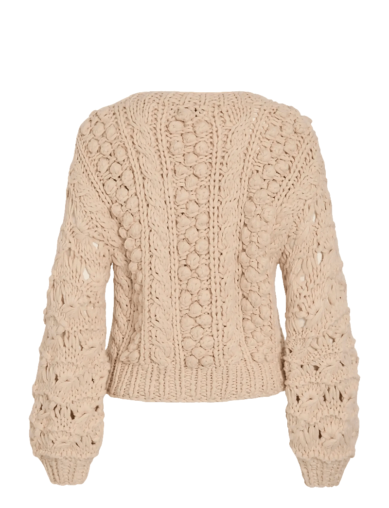 ROUGE EDIT - ROUAMELIA LS V-NECK CARDIGAN - hnepptar peysur - oatmeal - 2