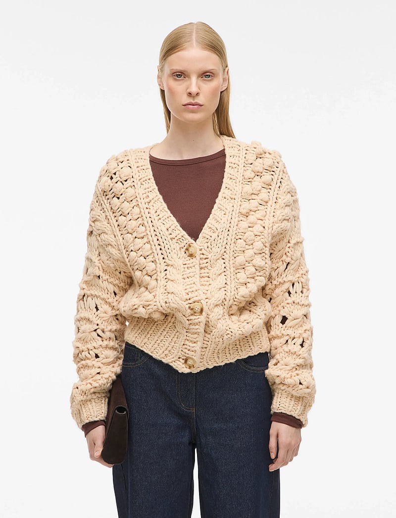 ROUGE EDIT - ROUAMELIA LS V-NECK CARDIGAN - hnepptar peysur - oatmeal - 0