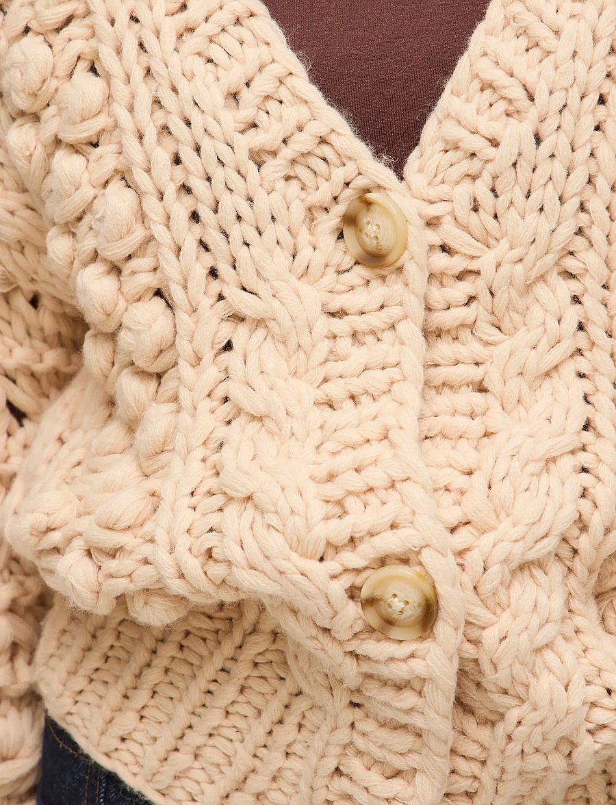 ROUGE EDIT - ROUAMELIA LS V-NECK CARDIGAN - cardigans - oatmeal - 5