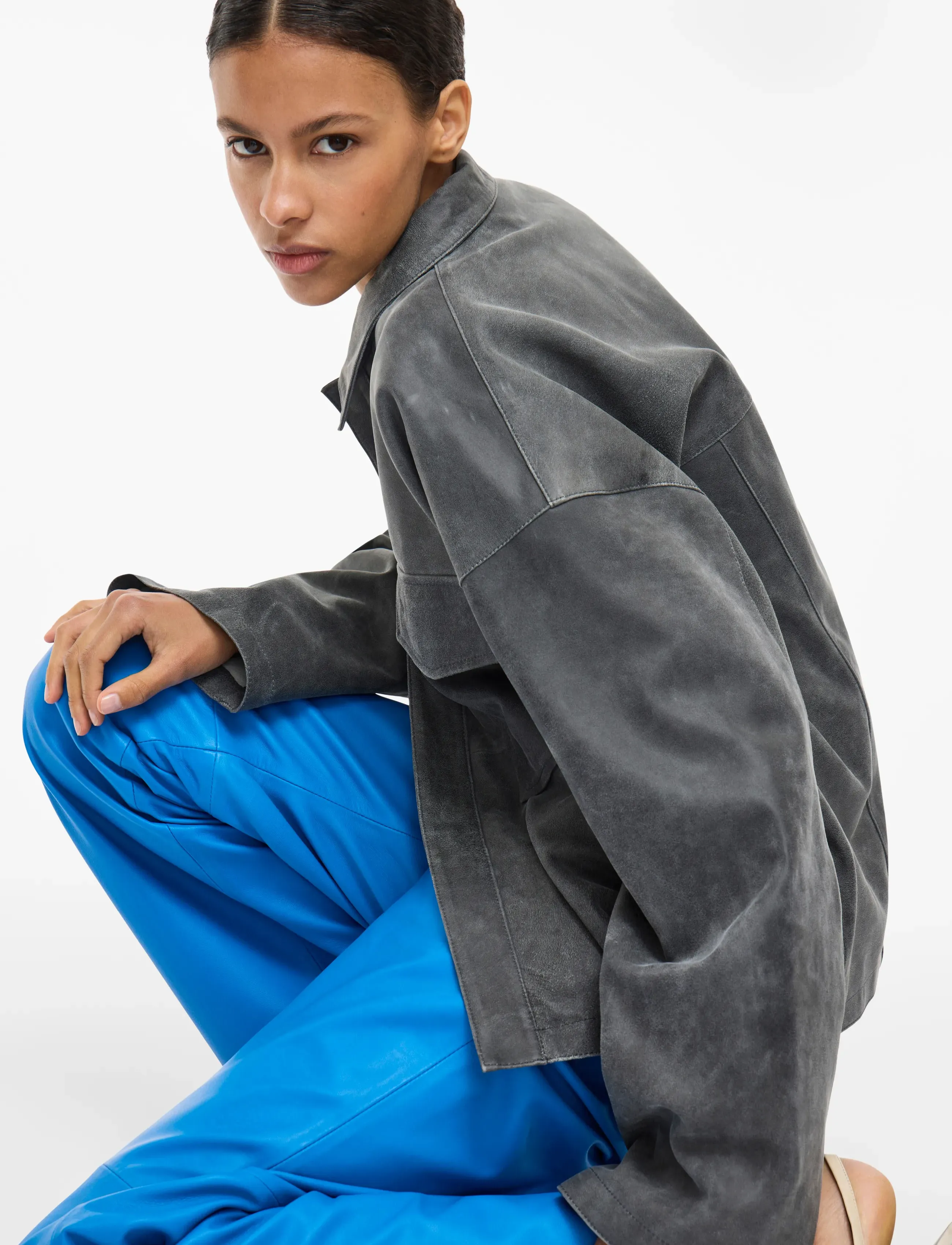 ROUGE EDIT ROUCARREY RW S/F LEATHER TROUSERS - Bukser - DIRECTOIRE BLUE / blue