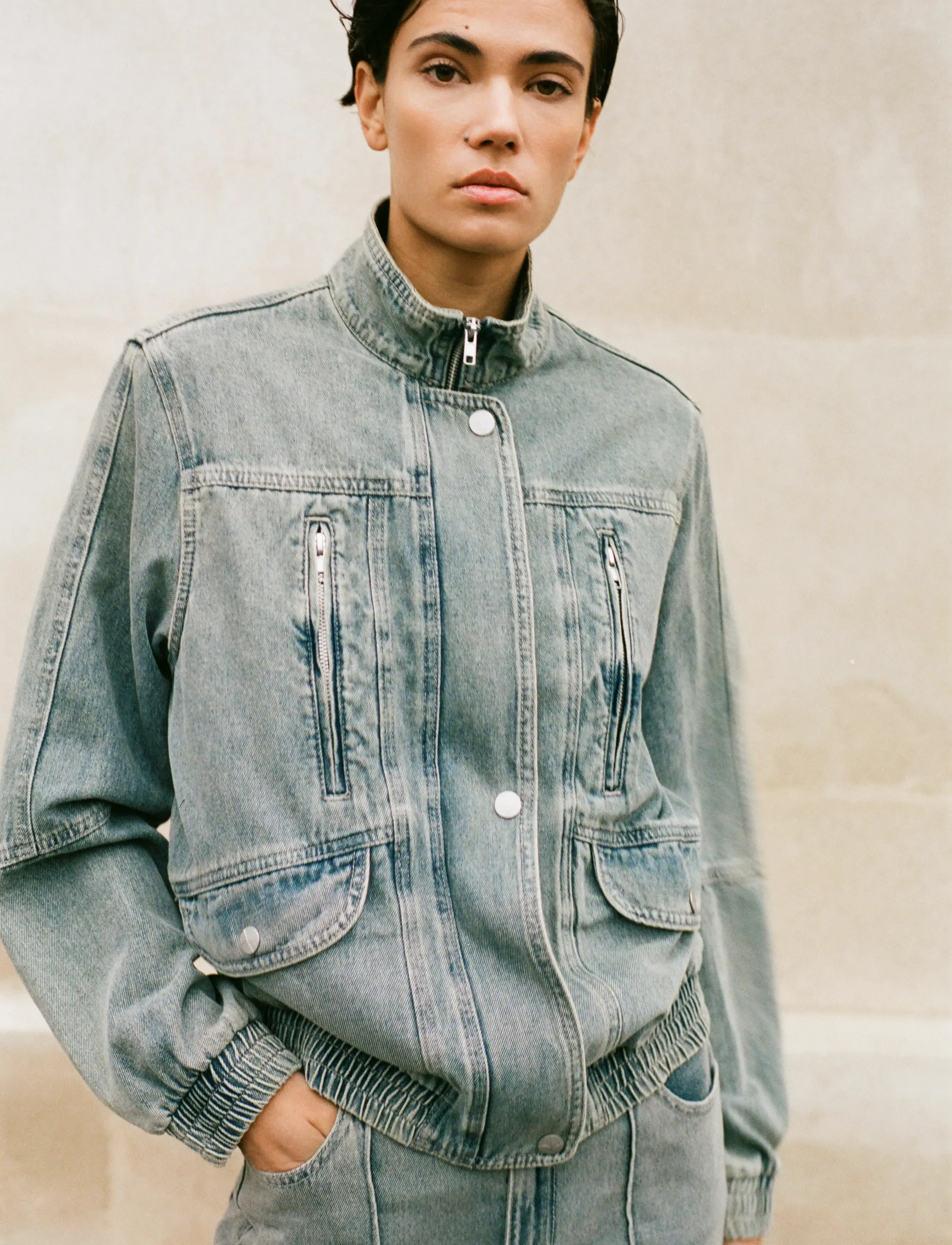 ROUGE EDIT ROUVIVIAN L/S DENIM JACKET/PF - Kampagne - LIGHT BLUE DENIM / blue