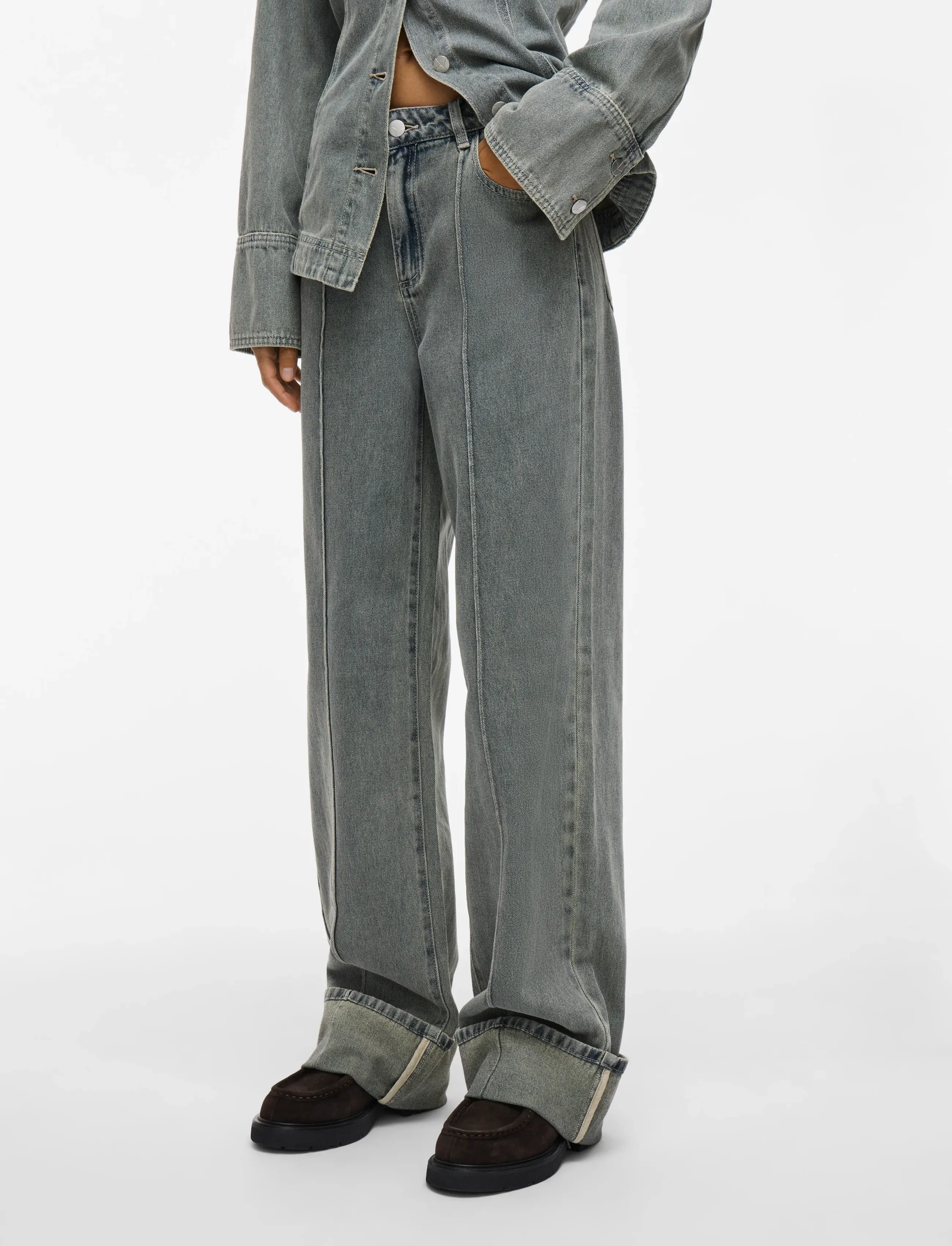 ROUGE EDIT ROUVIVIAN RW F/L W/F JEANS - Brede jeans - LIGHT BLUE DENIM / blue