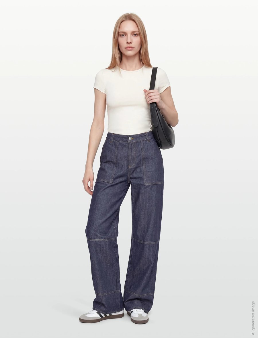 ROUGE EDIT - ROUBRIXTON RW F/L JEANS - brede jeans - dark blue denim - 0