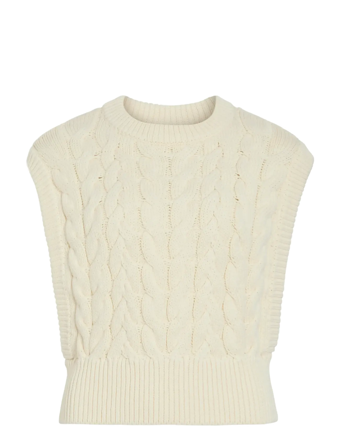 ROUGE EDIT Roucalia O-Neck Strick Vest Cream - S - Damen