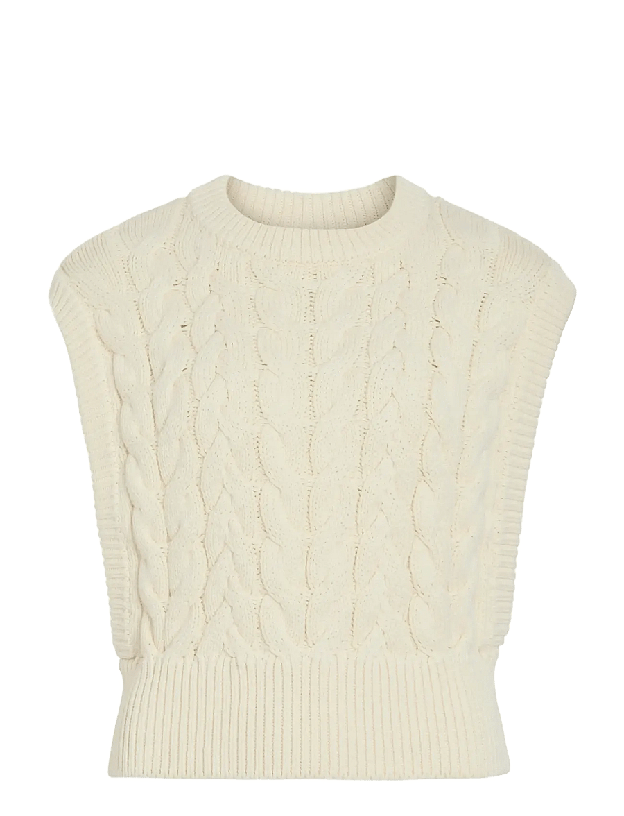 ROUGE EDIT - ROUCALIA O-NECK KNITTED VEST - strikveste - birch - 1
