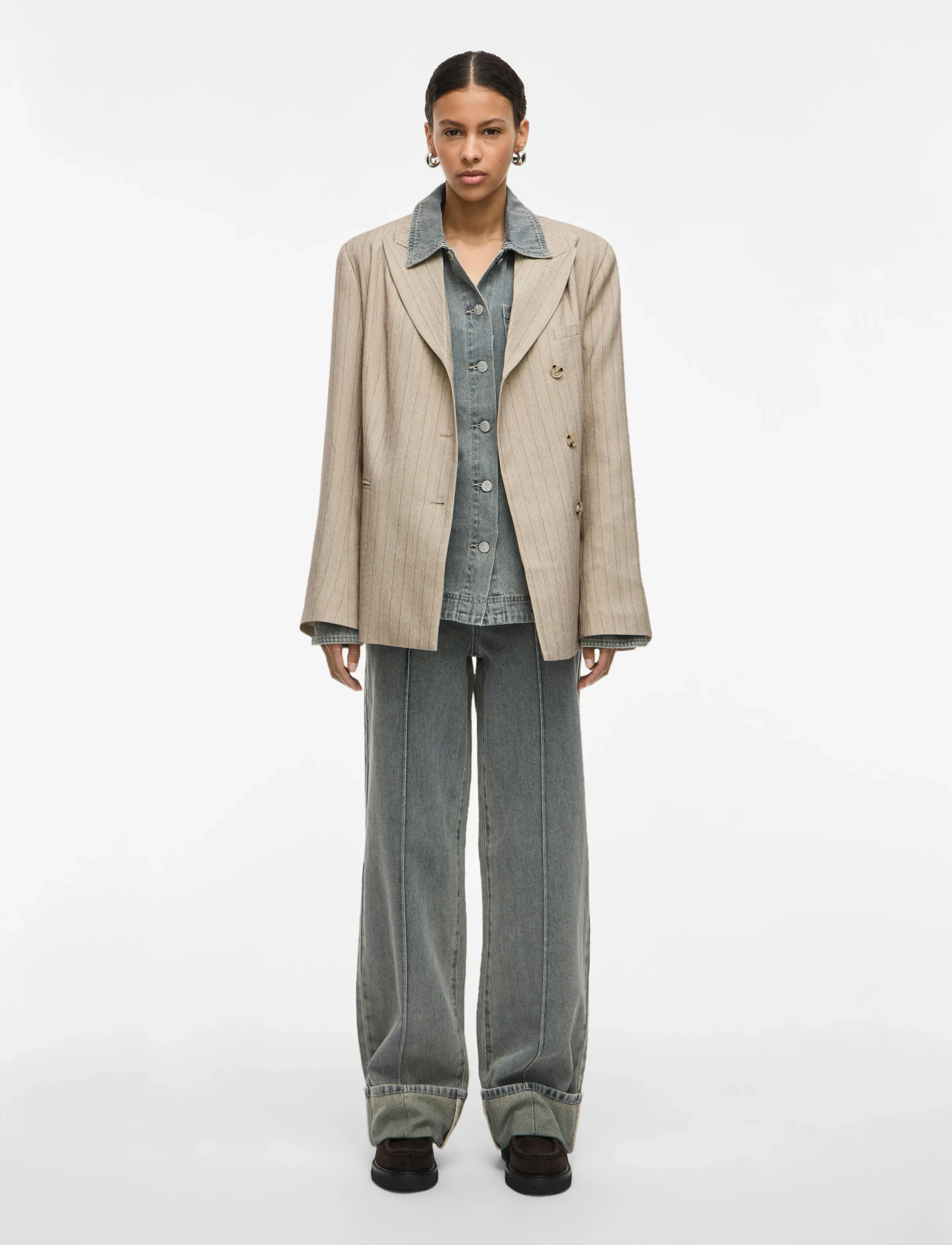 ROUGE EDIT Rousaga L/S Db Blazer, 44, Beige, Blazere > Dobbeltradede Blazere, Dame