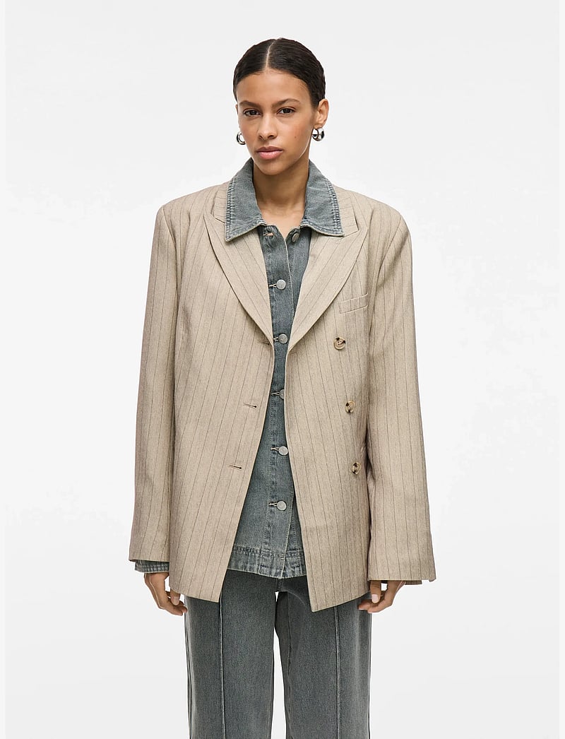 ROUGE EDIT - ROUSAGA L/S DB BLAZER - dobbeltradede blazere - feather gray - 4