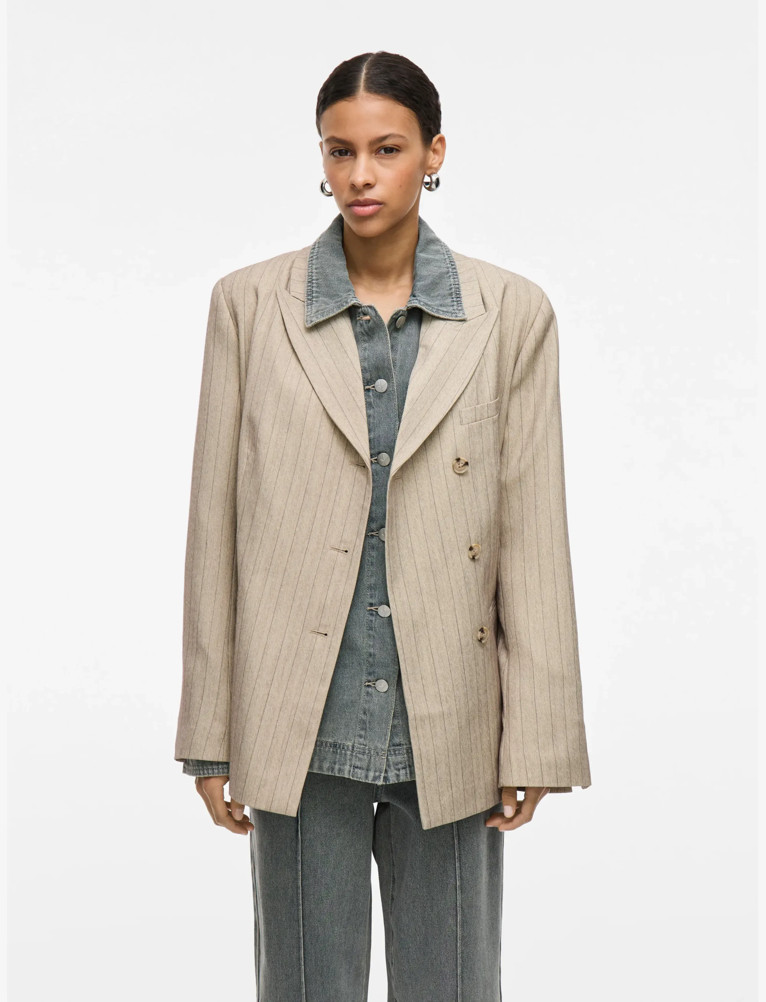 ROUGE EDIT - ROUSAGA L/S DB BLAZER - festklær til outlet-priser - feather gray - 4