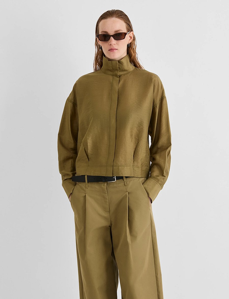 ROUGE EDIT - ROUSTINA L/S HIGH NECK SHIRT/1 - gothic olive - 0