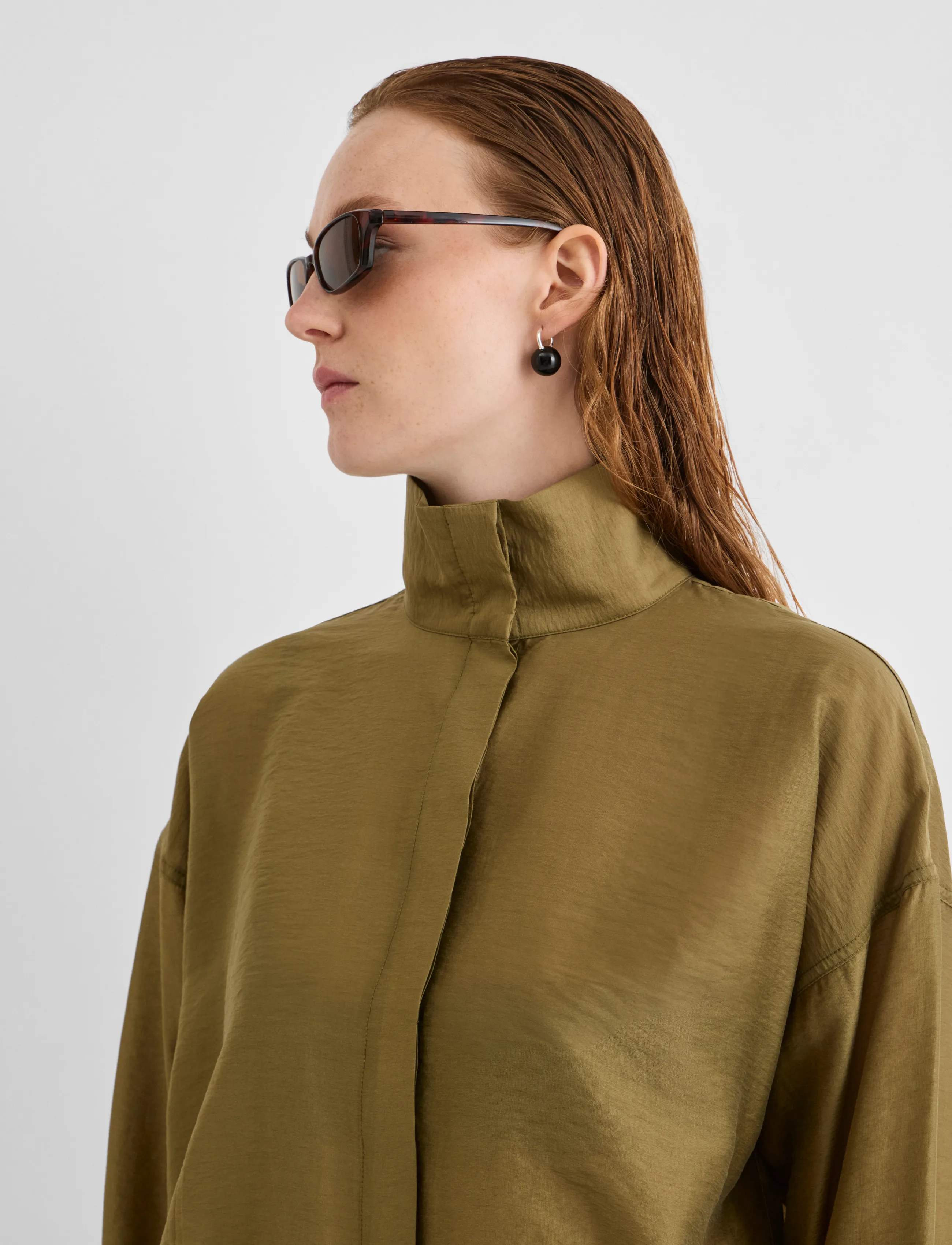 ROUGE EDIT - ROUSTINA L/S HIGH NECK SHIRT/1 - gothic olive - 5