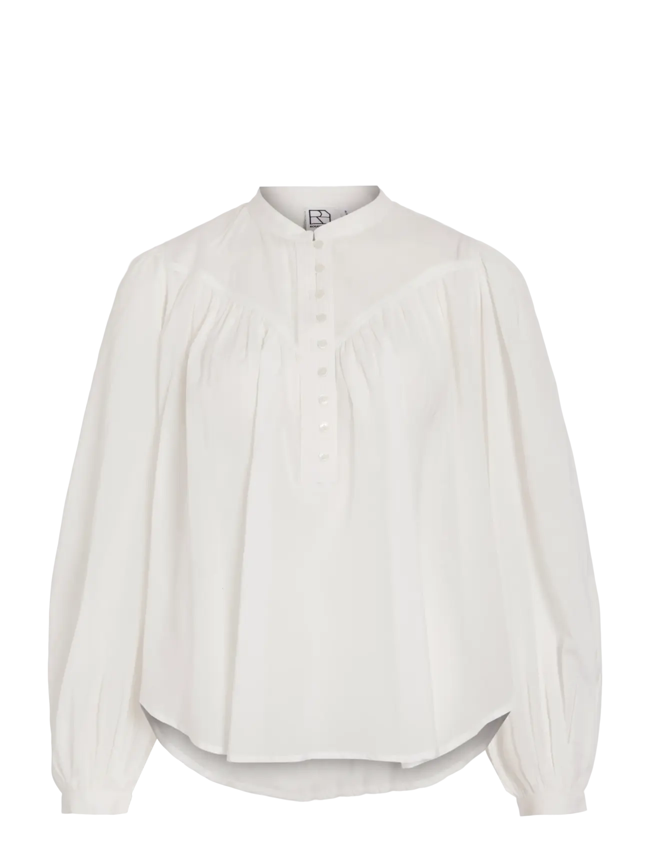 ROUGE EDIT Rousally L/S China Collar Shirt Weiß - 40 - Damen