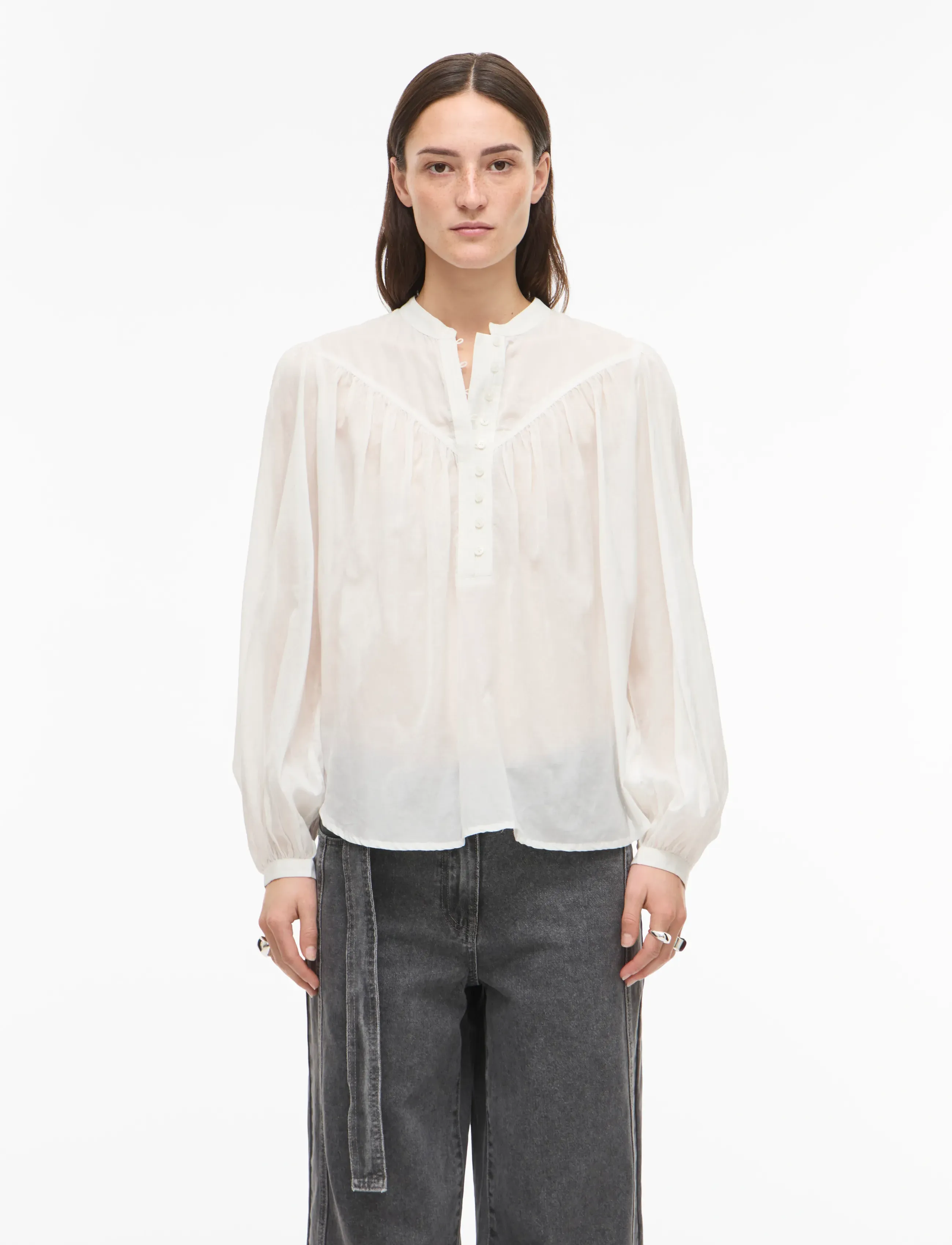 ROUGE EDIT ROUSALLY L/S CHINA COLLAR SHIRT - Hemden - CLOUD DANCER / white
