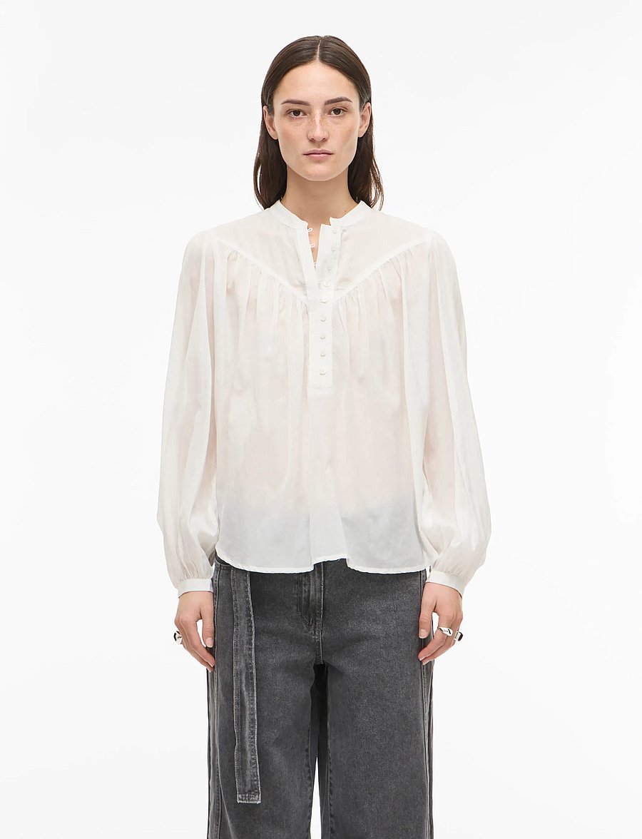 ROUGE EDIT - ROUSALLY L/S CHINA COLLAR SHIRT - koszule z długimi rękawami - cloud dancer - 0