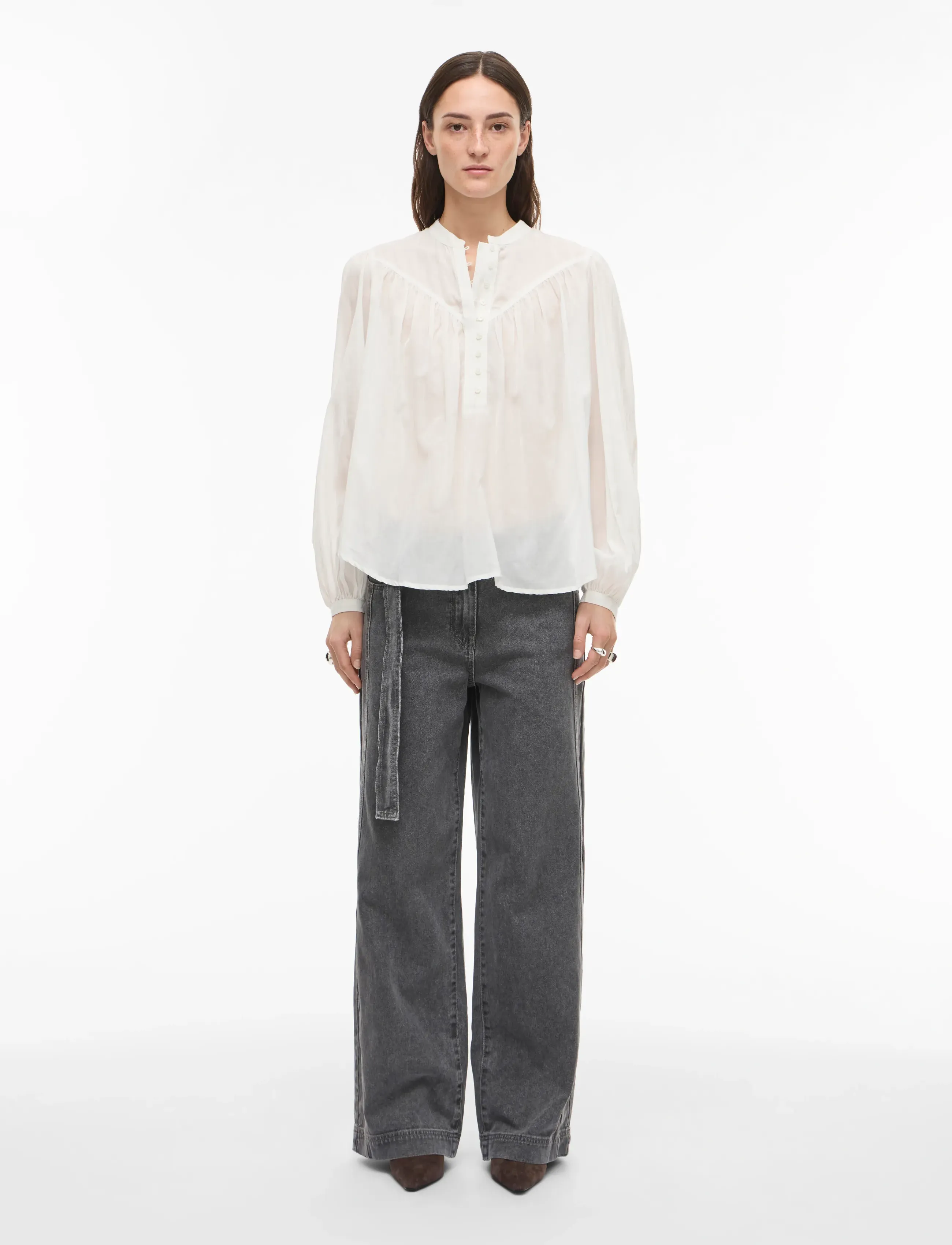 ROUGE EDIT - ROUSALLY L/S CHINA COLLAR SHIRT - langärmlige hemden - cloud dancer - 4