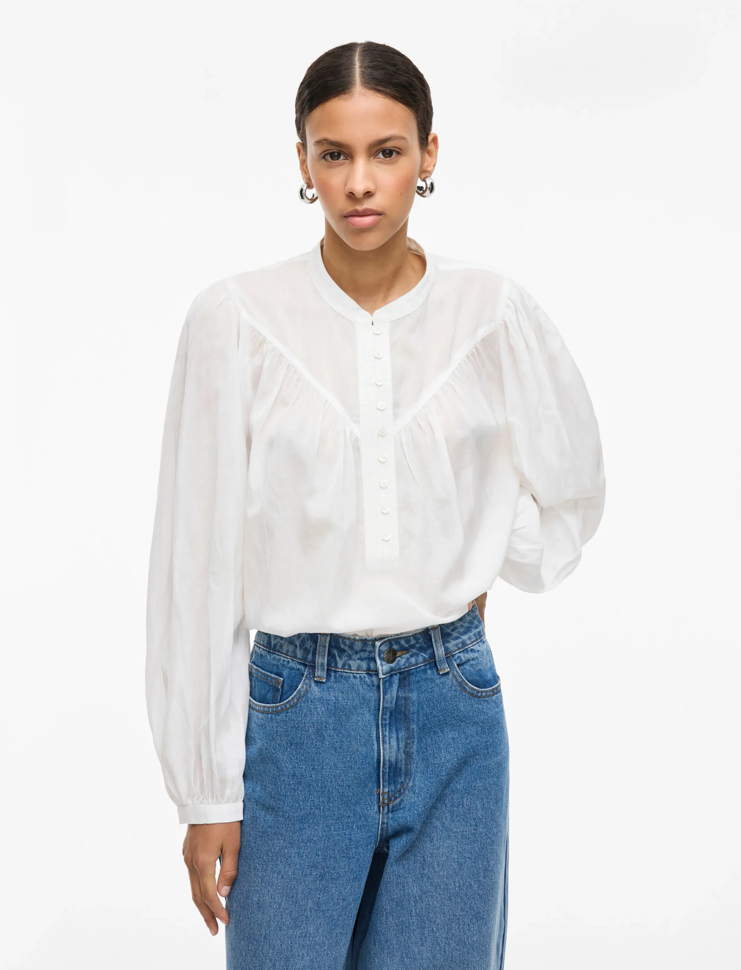 ROUGE EDIT - ROUSALLY L/S CHINA COLLAR SHIRT - langärmlige hemden - cloud dancer - 5
