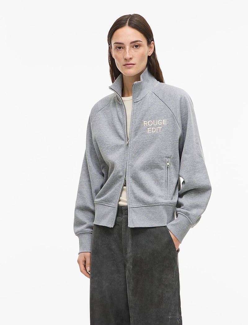 ROUGE EDIT - ROUYORK L/S HIGH NECK ZIPPER SWEAT - fleece og mellemlag - light grey melange - 0