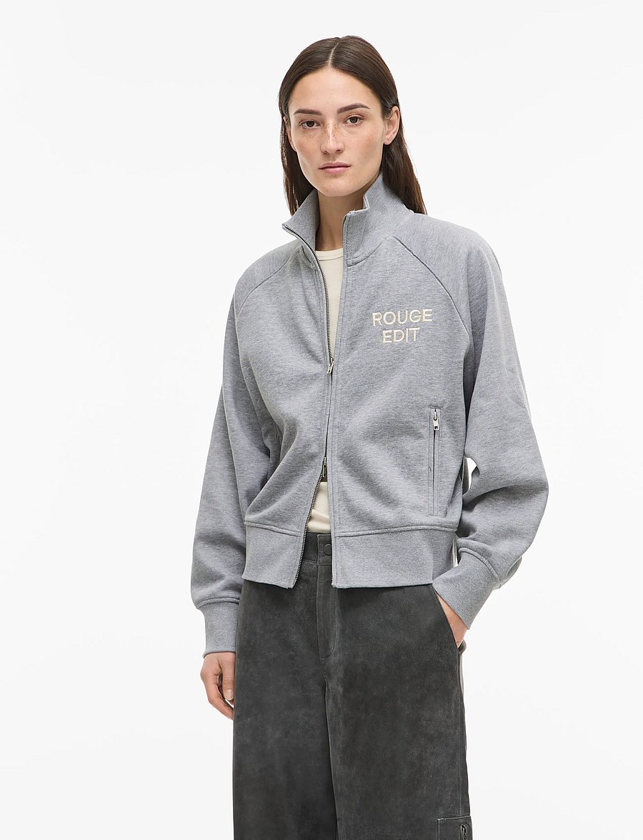 ROUGE EDIT - ROUYORK L/S HIGH NECK ZIPPER SWEAT - kampsunid ja vahekihid - light grey melange - 0