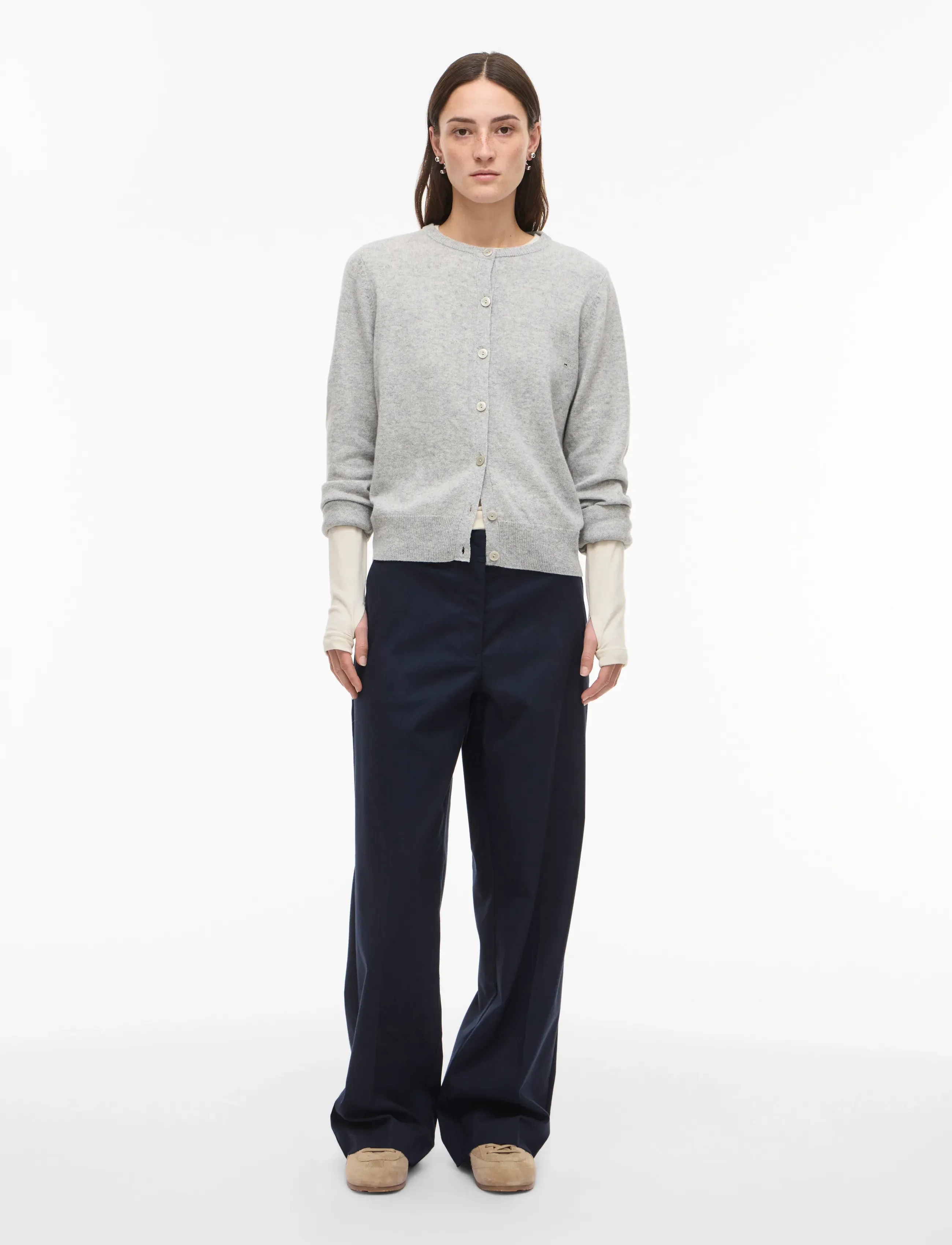 ROUGE EDIT Rouhanna Rw F/L Flared Trouser, Kvinder, Trompetbukser, Navy, Str: 40