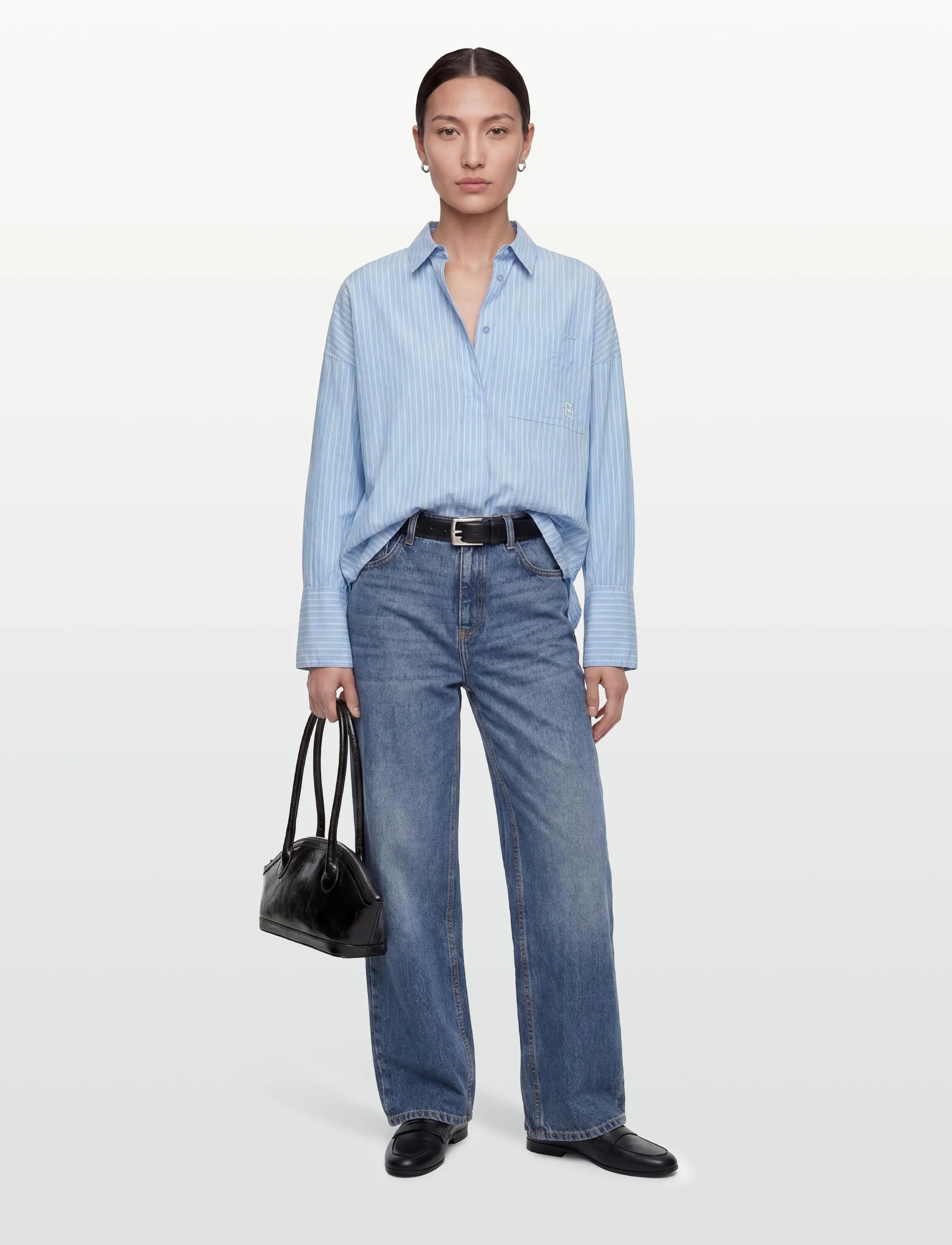 ROUGE EDIT ROUINGRID L/S OVERSIZED SHIRT - Langærmede skjorter - CLEAR SKY / blue