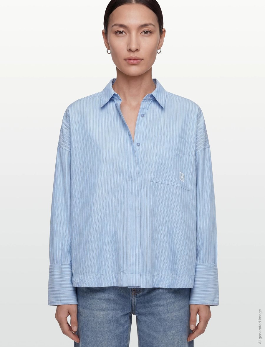 ROUGE EDIT - ROUINGRID L/S OVERSIZED SHIRT - pikkade varrukatega särgid - clear sky - 3