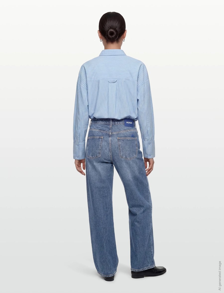 ROUGE EDIT - ROUINGRID L/S OVERSIZED SHIRT - pikkade varrukatega särgid - clear sky - 4