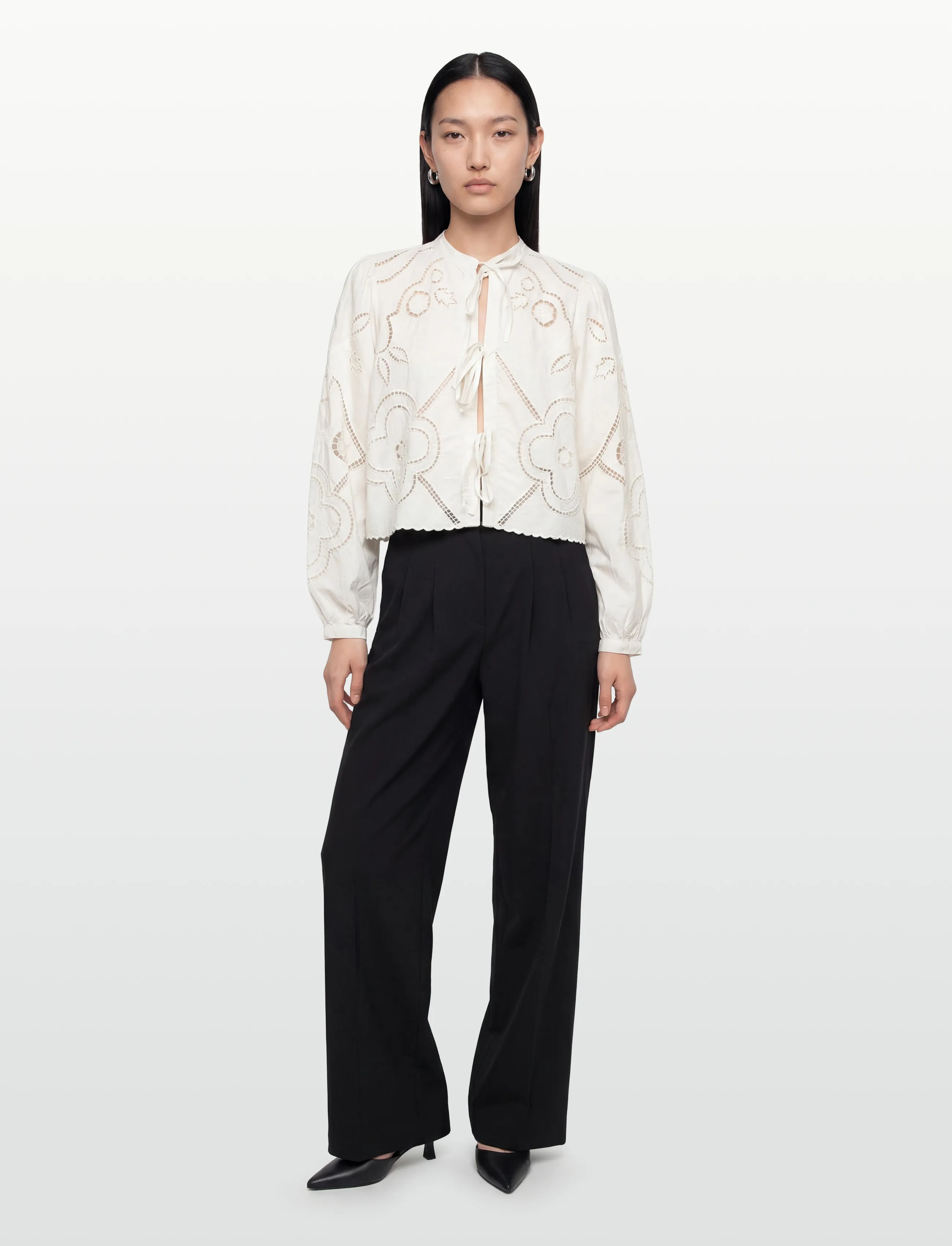 ROUGE EDIT ROUCARIN L/S O-NECK TOP/PF/1 - Langärmlige Hemden - CLOUD DANCER / white