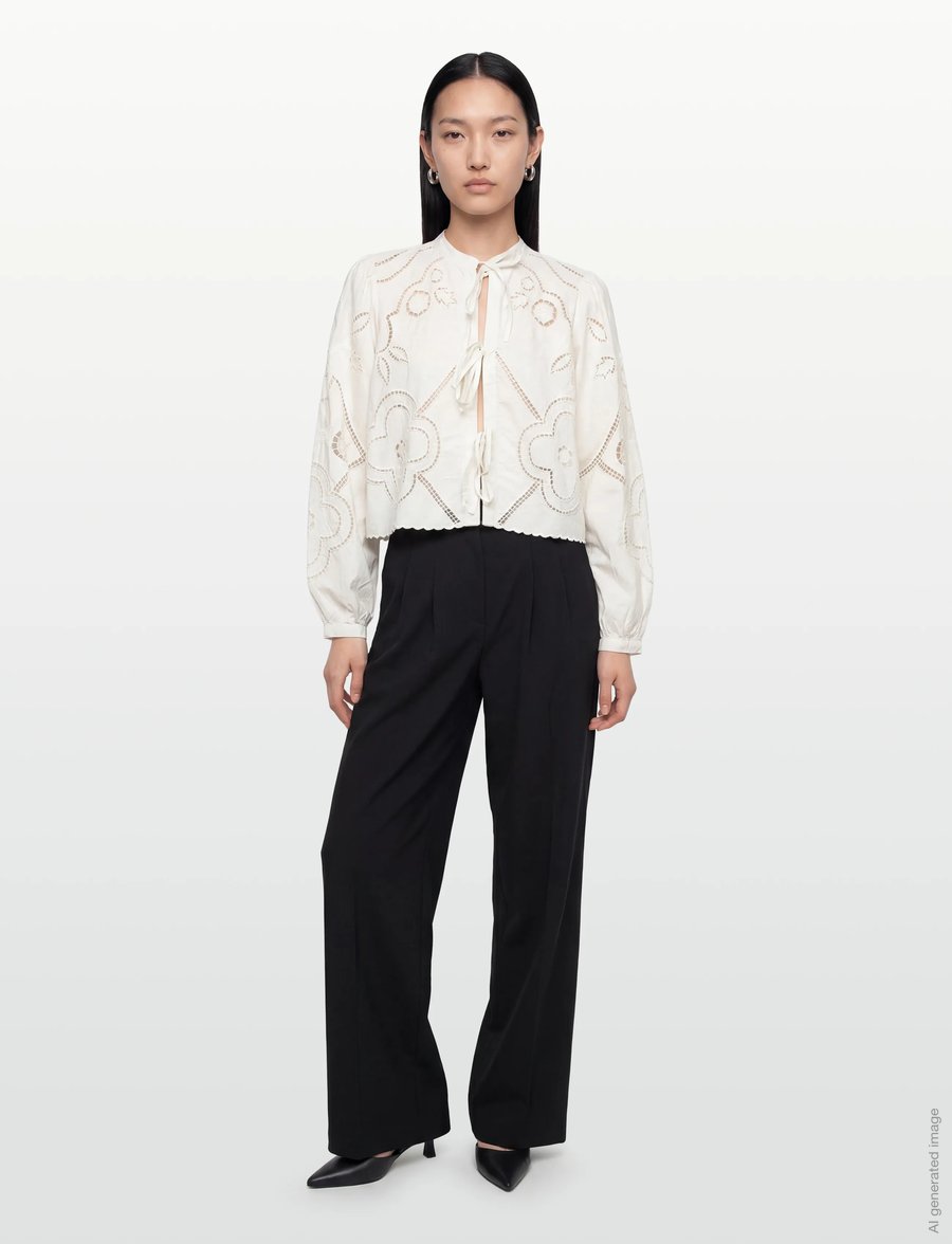 ROUGE EDIT - ROUCARIN L/S O-NECK TOP/PF/1 - langärmlige hemden - cloud dancer - 0