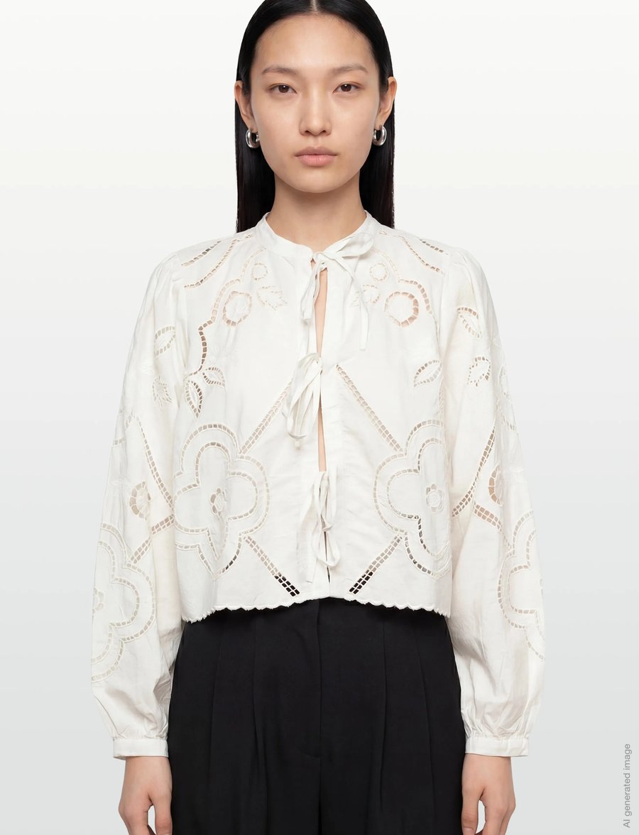 ROUGE EDIT - ROUCARIN L/S O-NECK TOP/PF/1 - langärmlige hemden - cloud dancer - 3