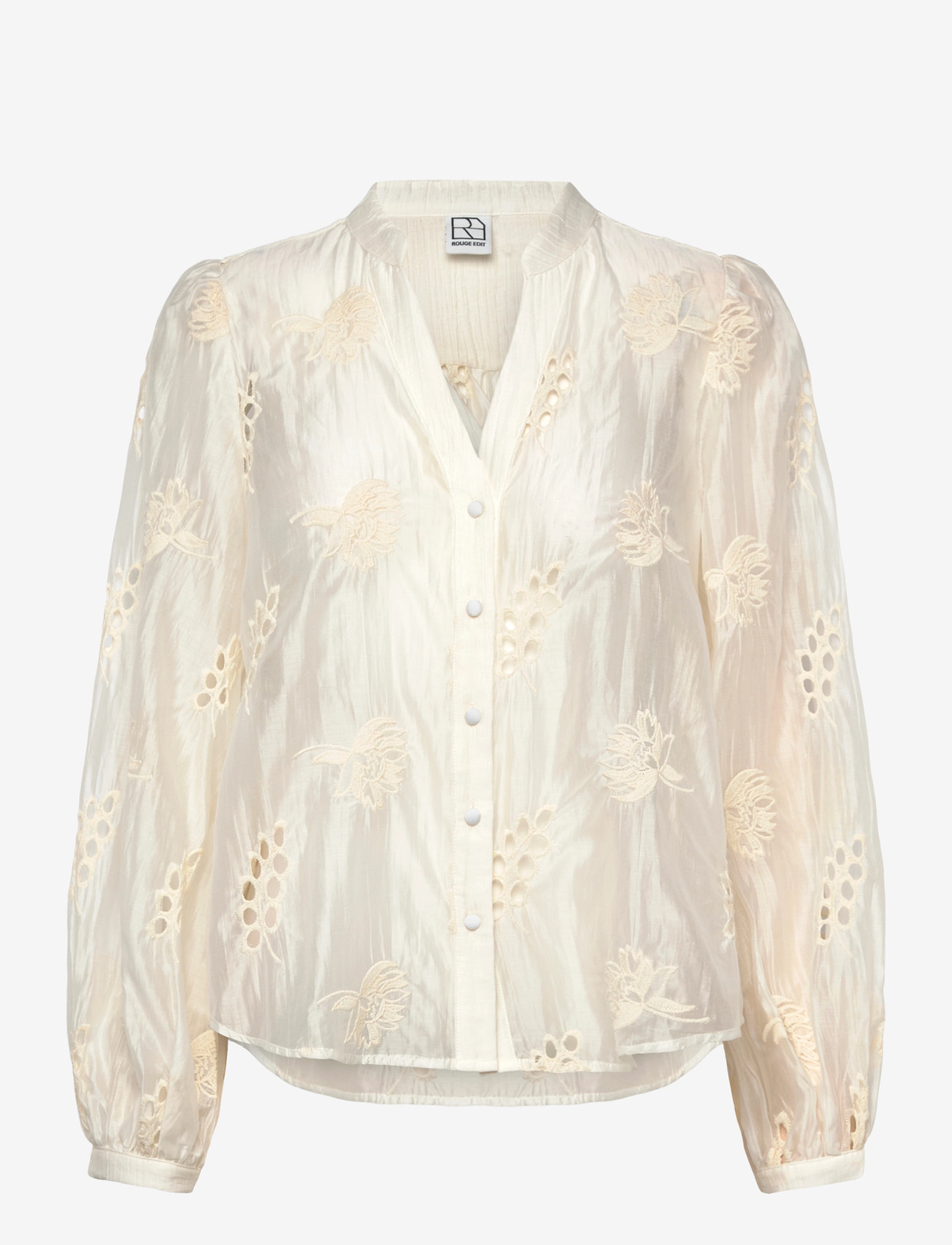 ROUGE EDIT - ROUDORA L/S V-NECK SHIRT - langærmede bluser - cloud dancer - 1