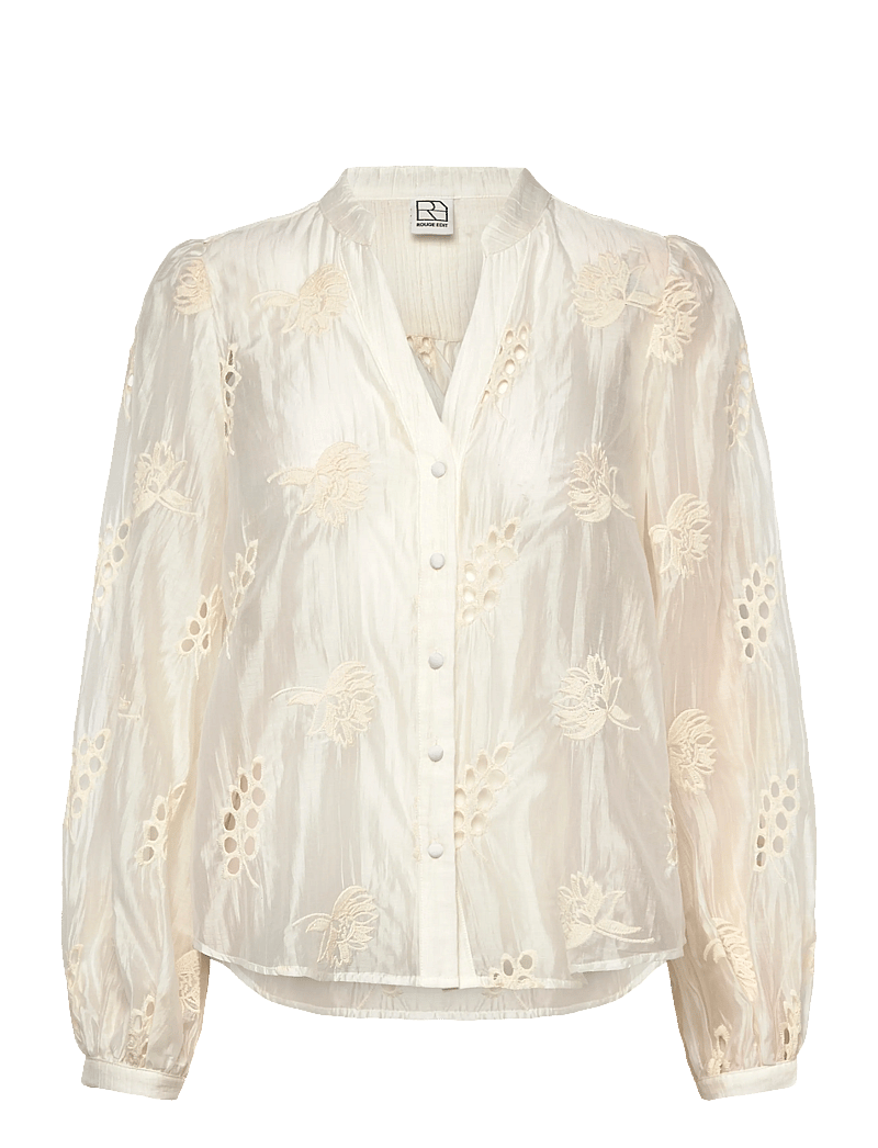 ROUGE EDIT - ROUDORA L/S V-NECK SHIRT - langærmede bluser - cloud dancer - 1