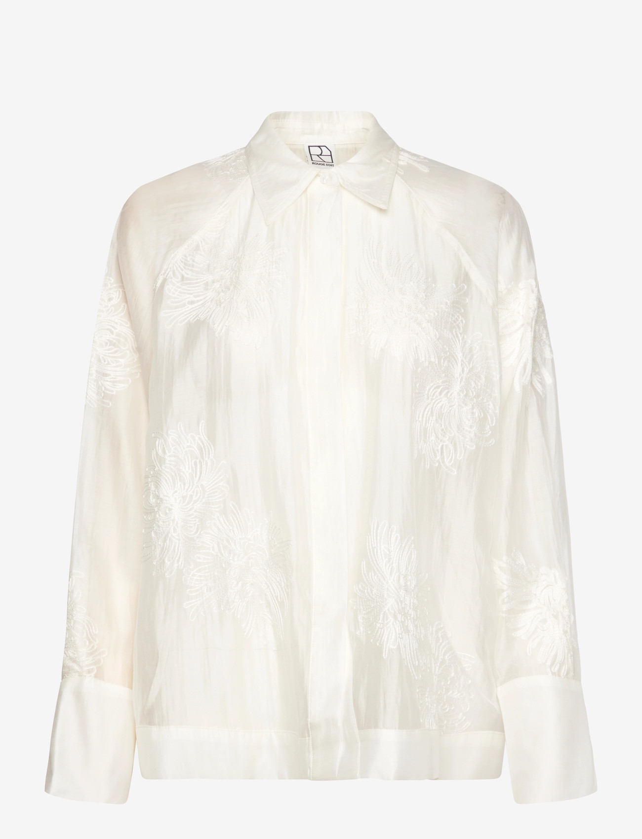 ROUGE EDIT - ROUVANNA L/S OVERSIZE SHIRT/2 - pikkade varrukatega särgid - cloud dancer - 0