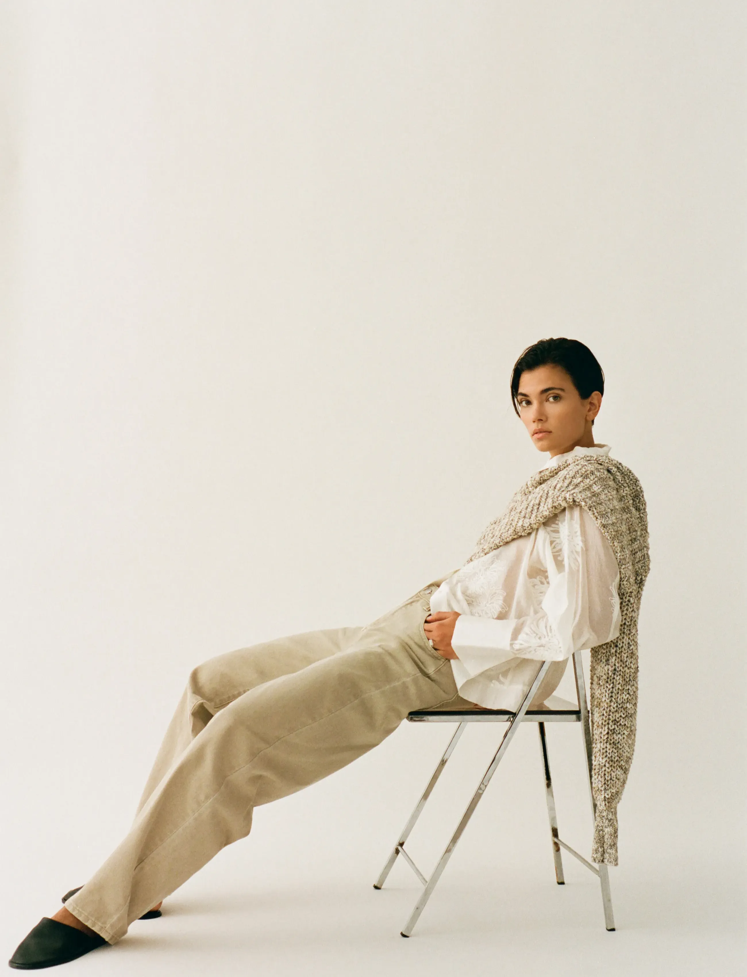 ROUGE EDIT ROUVANNA L/S OVERSIZE SHIRT/2 - Long-sleeved shirts - CLOUD DANCER / cream