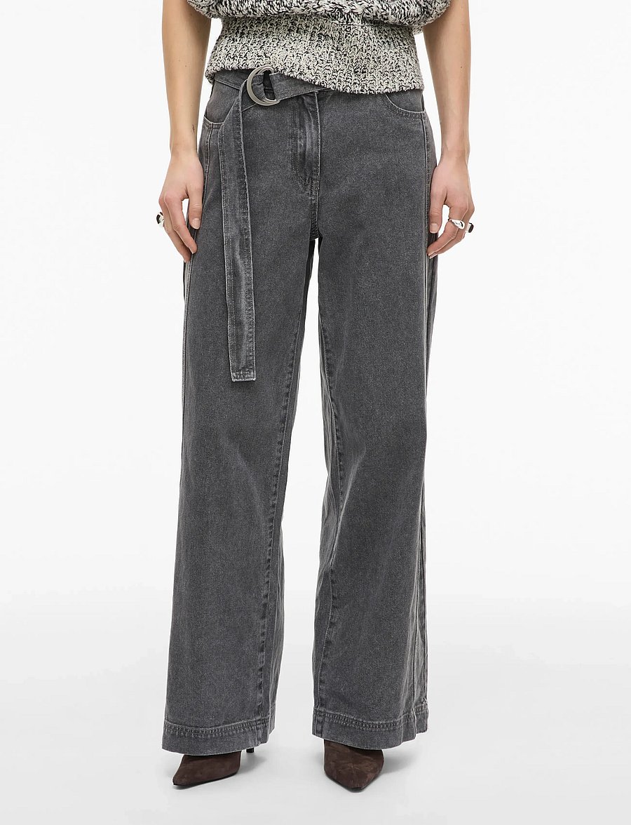 ROUGE EDIT - ROUASTA RW F/F WF JEANS - hosen mit weitem bein - light grey denim - 0