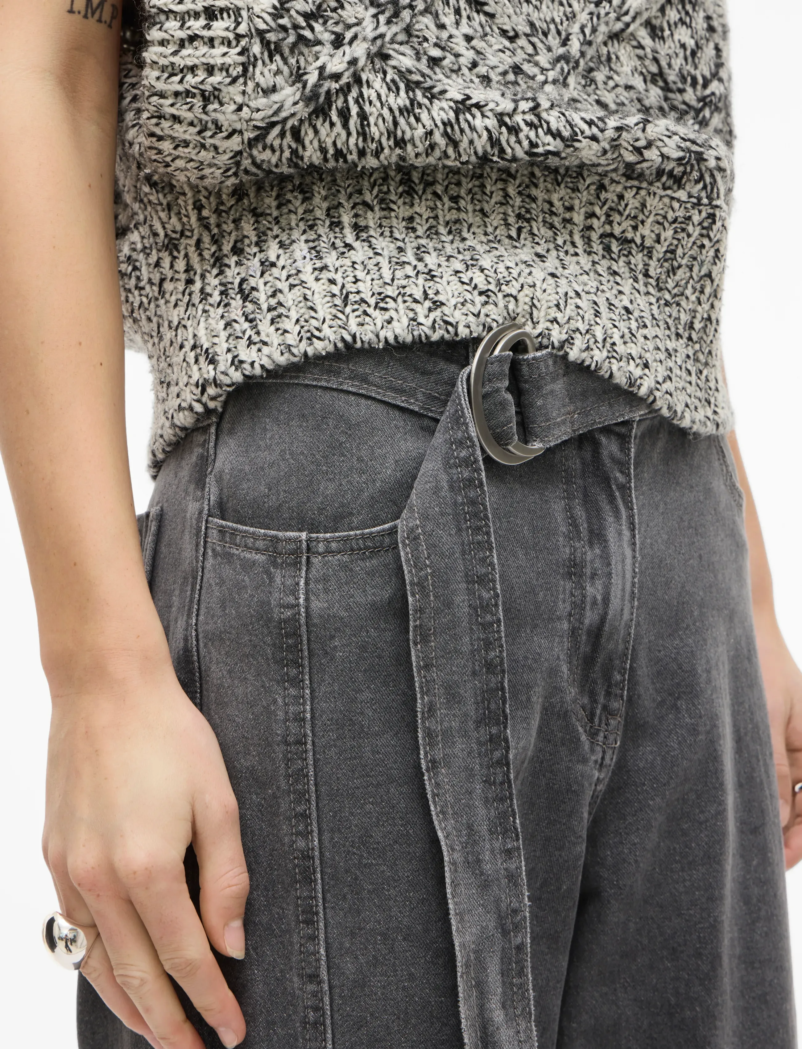 ROUGE EDIT - ROUASTA RW F/F WF JEANS - hosen mit weitem bein - light grey denim - 4