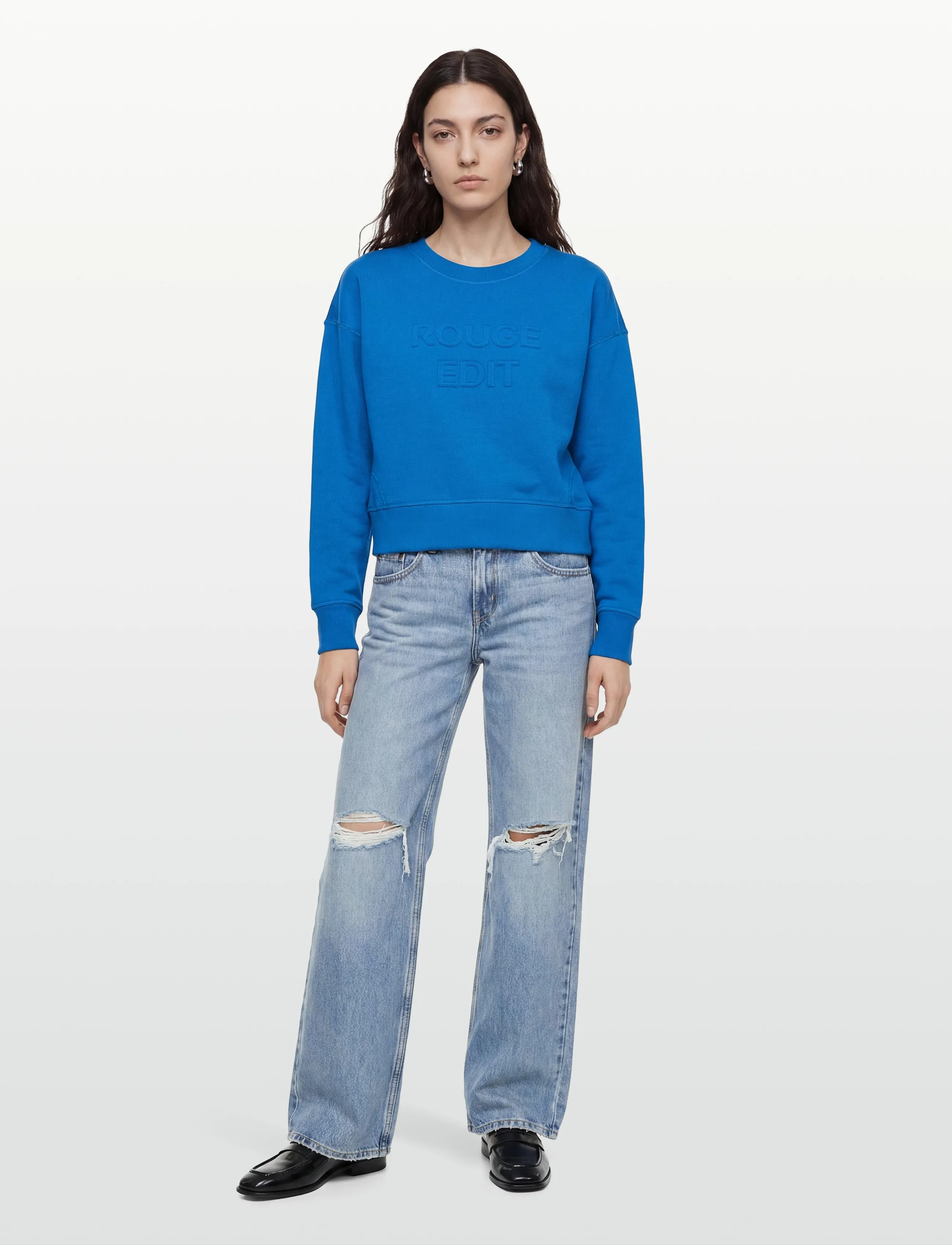 ROUGE EDIT - ROUFRIDA L/S O-NECK SWEAT/1 - hverdags stil - directoire blue - 0