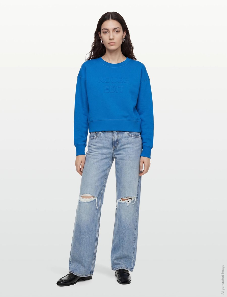 ROUGE EDIT - ROUFRIDA L/S O-NECK SWEAT/1 - hverdags stil - directoire blue - 0