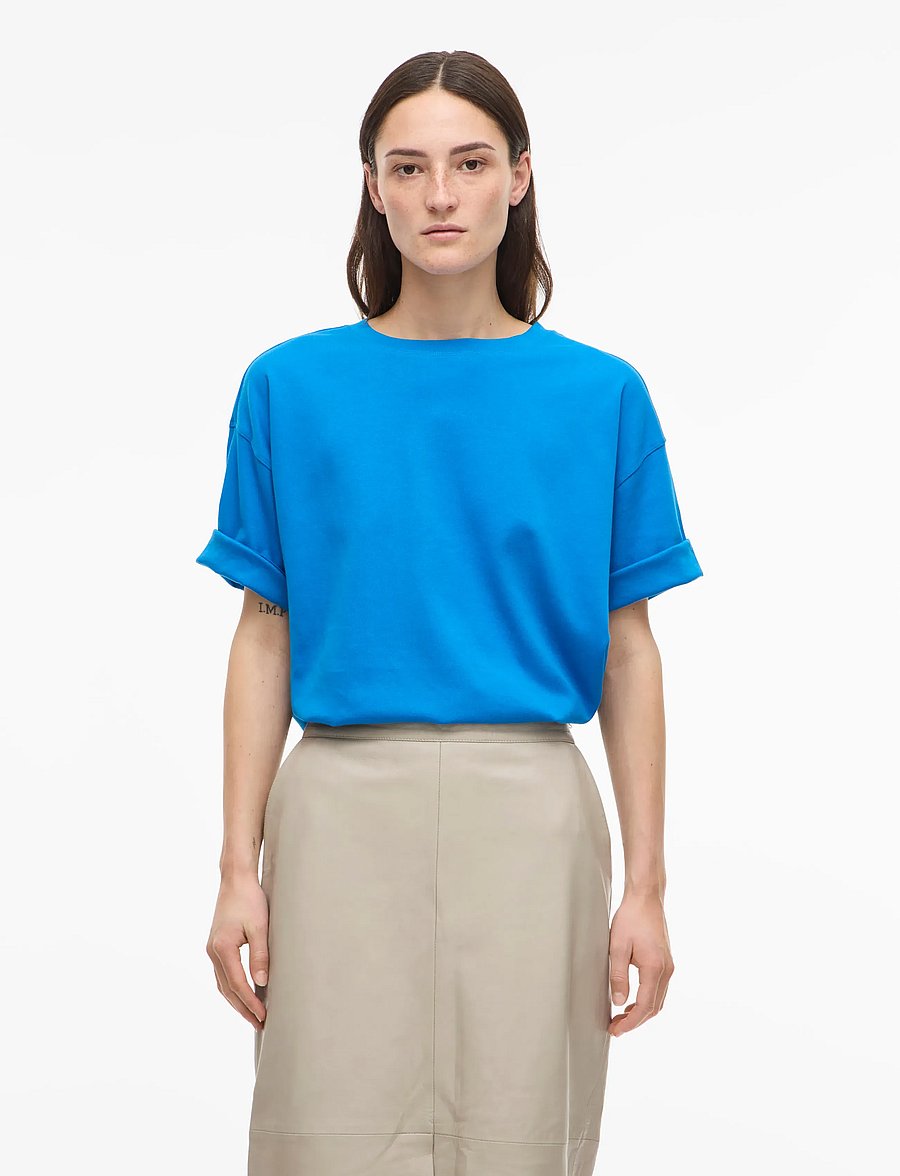 ROUGE EDIT - ROUNIMA 2/4 O-NECK OVERSIZED TEE - t-särgid - directoire blue - 0