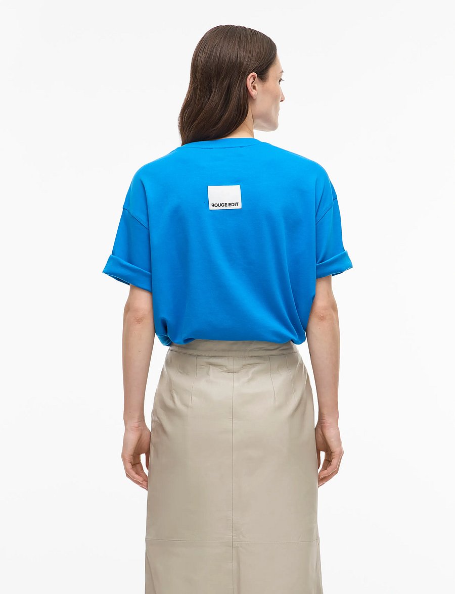ROUGE EDIT - ROUNIMA 2/4 O-NECK OVERSIZED TEE - t-särgid - directoire blue - 2