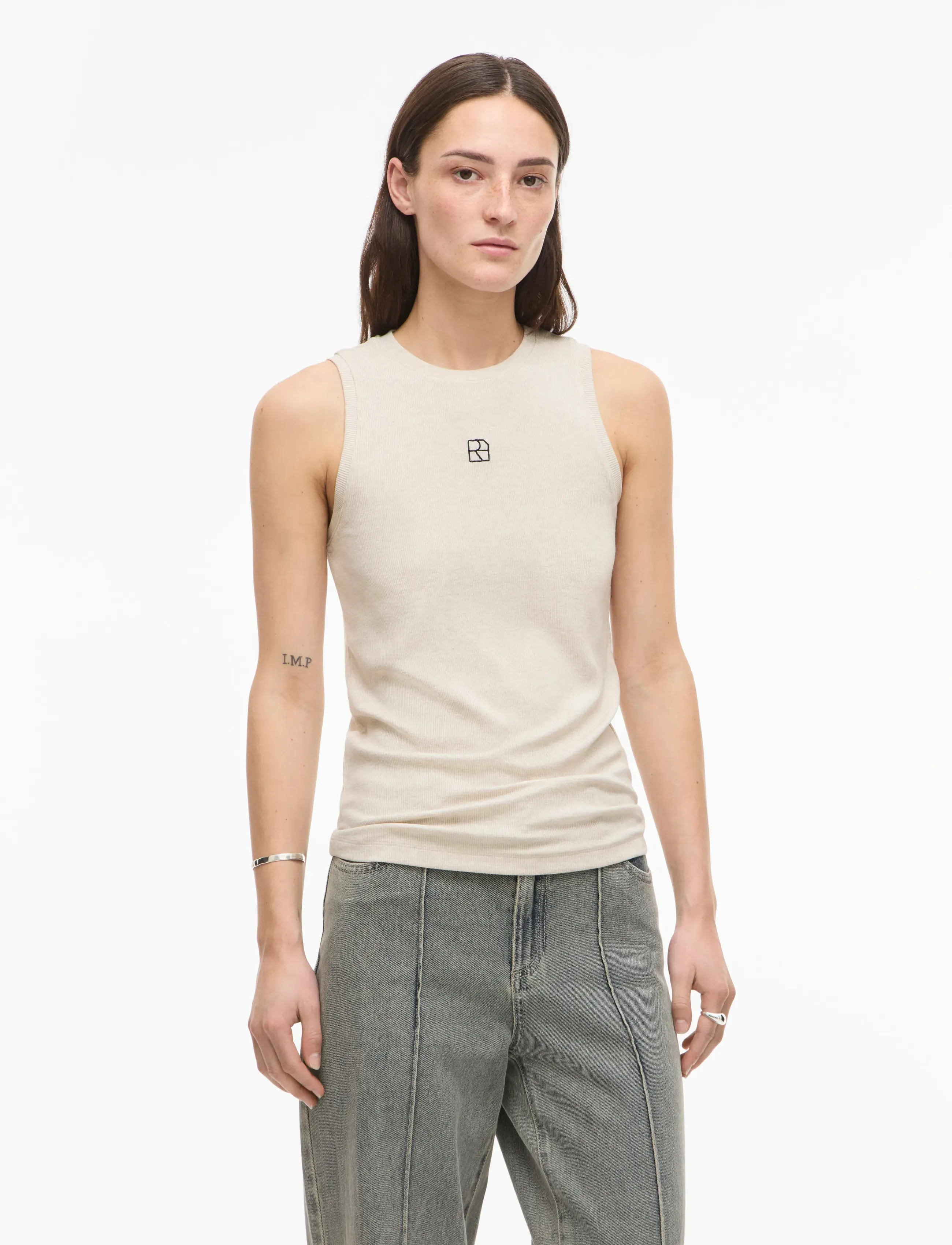 ROUGE EDIT - ROUHELENAS TANK TOP - tanktops - super light natural melan - 1